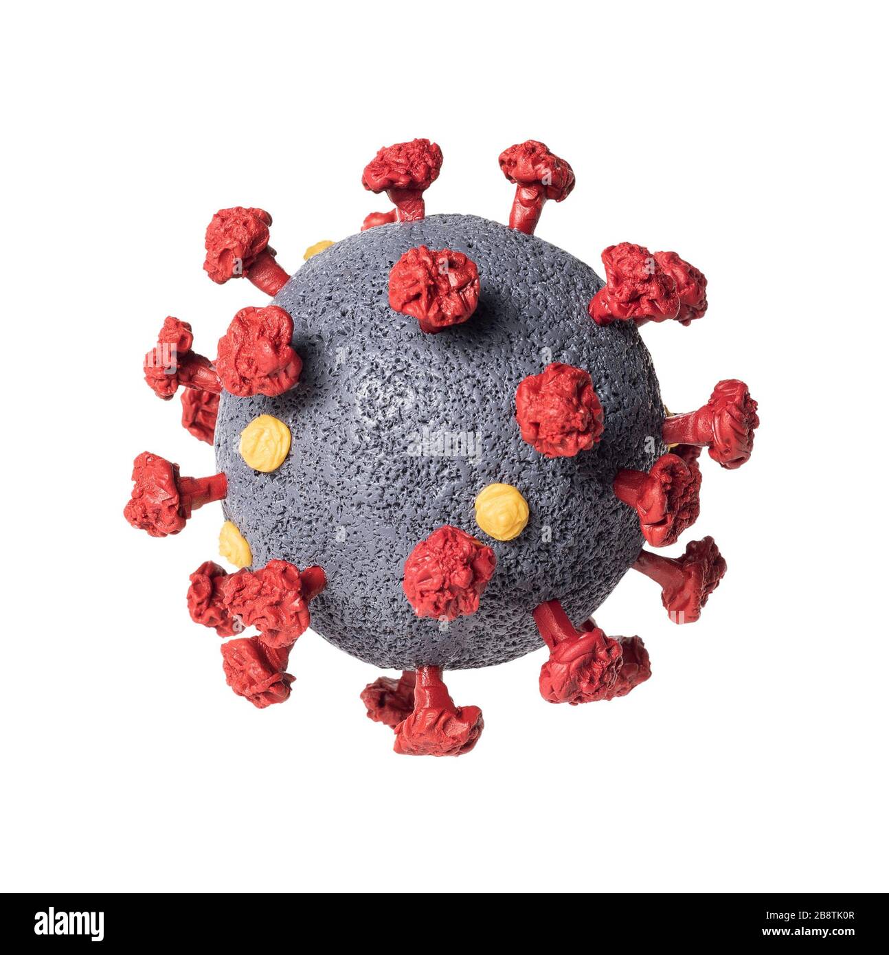 SARS-COV-2 Coronavirus closeup isoliert auf weißem Hintergrund. Coronavirus-Krankheit COVID-19 Stockfoto