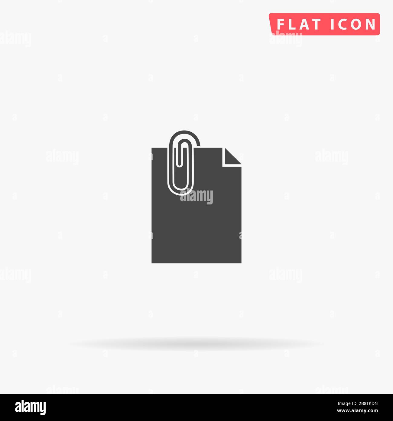 Büroklammer auf dem Symbol für den flachen Papiervektor. Glyph-Style-Zeichen. Einfaches, handgezeichnetes Illustrationen Symbol für Konzeptinfografiken, Designs Projekte, UI und UX, w Stock Vektor