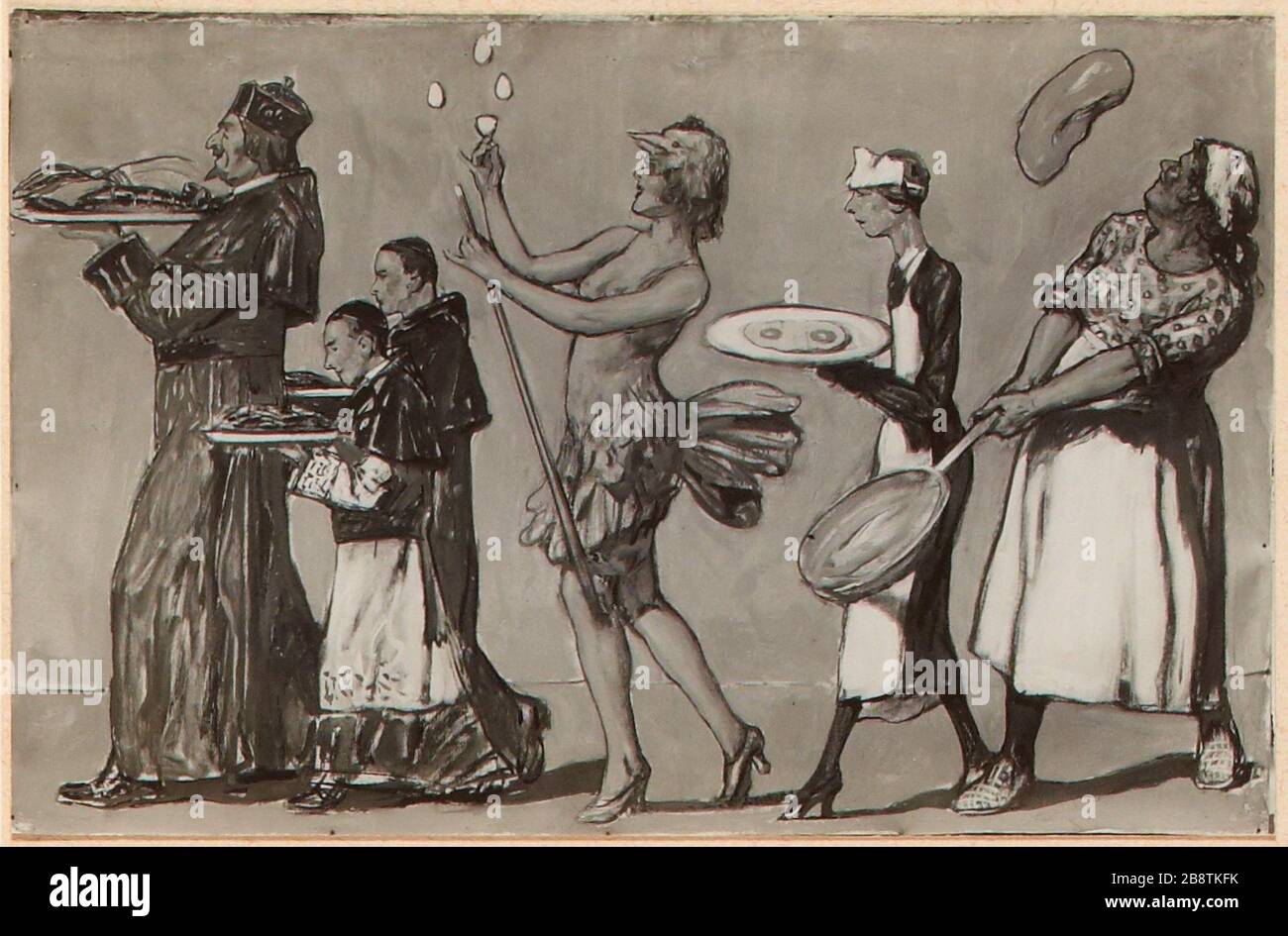 Fotografische Freskenbilder Lucien Jonas, House Marshals. Eine Akte von Menschen mit Essen in den Händen. 8 rue Jean Goujon 8. Bezirk, Paris. (Dummy-Titel) Stockfoto