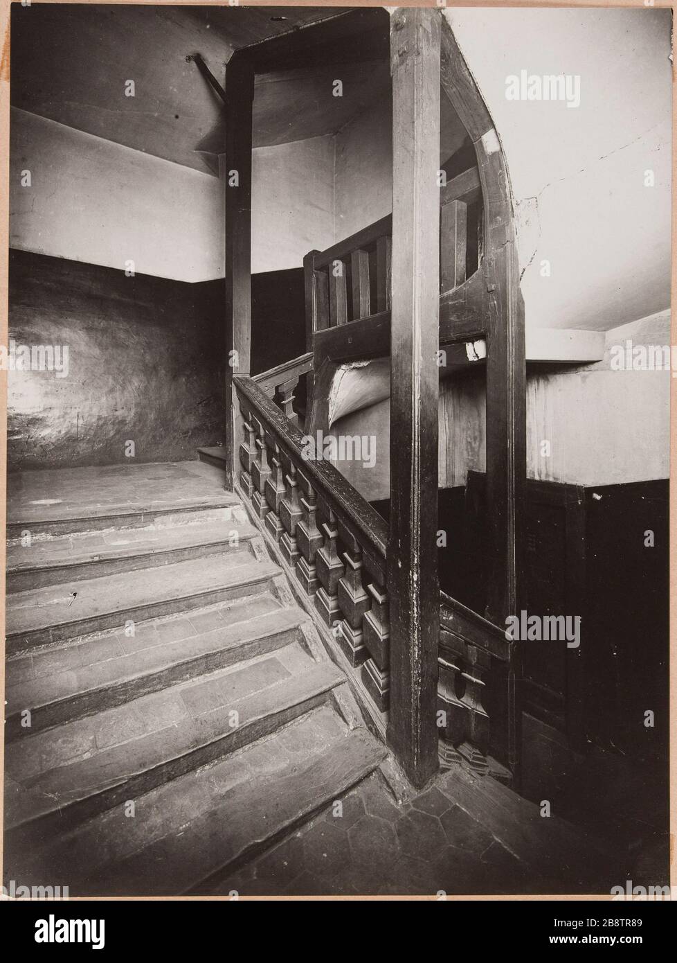 Treppe, Gefängnis St. Lazare, 10. Bezirk, Pariser Escaliers, Gefängnis Saint-Lazare. Paris (Xème arr.). Photographie anonyme. Tirage au gélatino-bromure d'argent. Paris, musée Carnavalet. Stockfoto