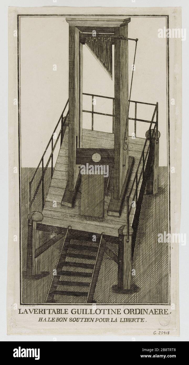 BEGINN DES TERRORS; HUNG ORDIANAERE, HA GUTE UNTERSTÜTZUNG FÜR DIE FREIHEIT 'Début de la Terreur; la véritable guillotine ordianaere, ha le bon soutien pour la liberté'. Eau-forte, 17914. Paris, musée Carnavalet. Stockfoto