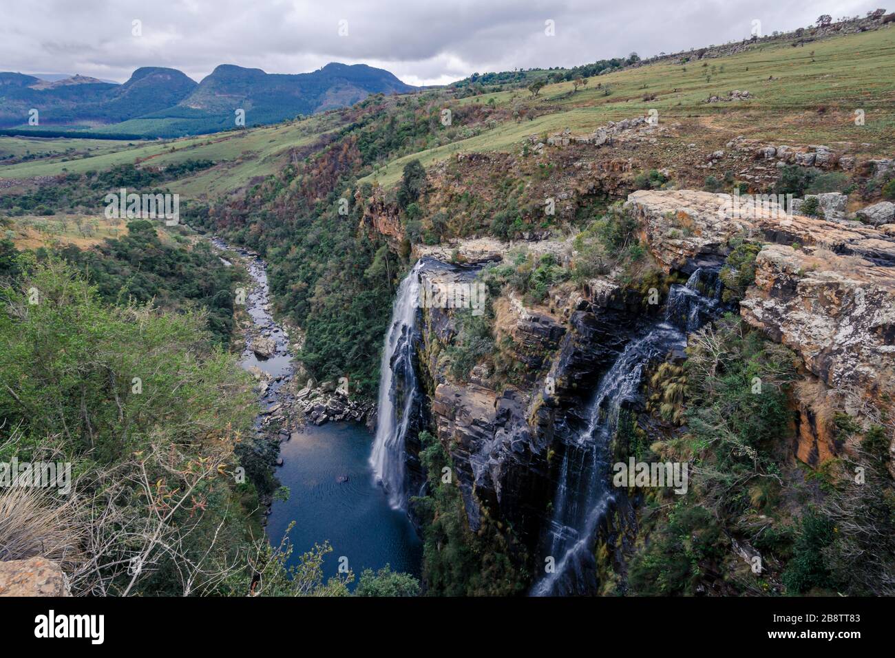 Berliner Wasserfälle mit Blick auf den Lissabonner Fluss Mpumalanga Südafrika Stockfoto