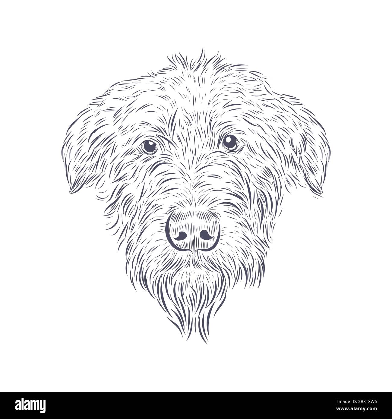 Vektorskizze für Wolfhound-Fläche. Stock Vektor