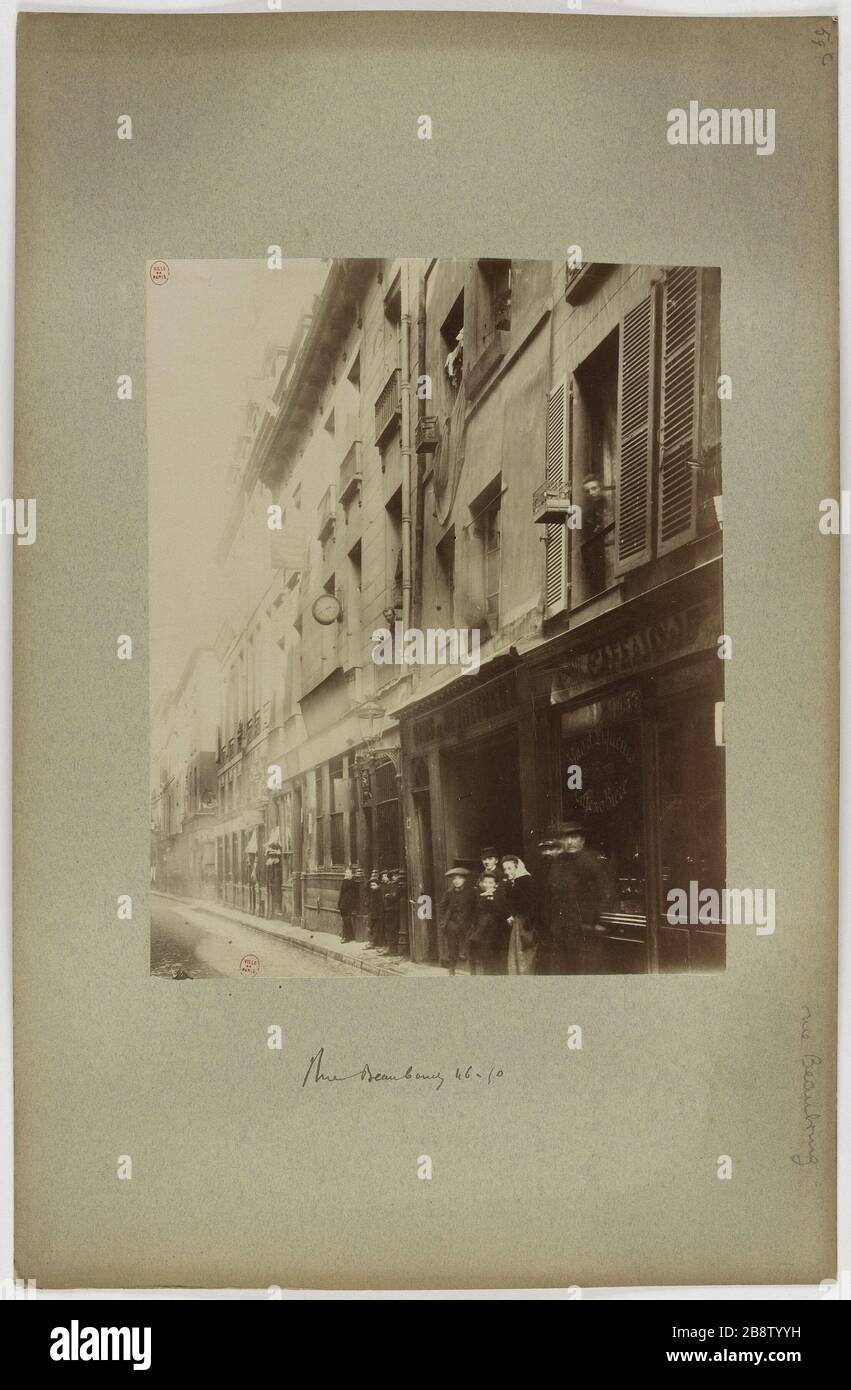 Rue Beaubourg 46-50. 46 - 50 rue Beaubourg 3. Bezirk, Paris. 46-50 Rue Beaubourg, Paris (IIIème arr.). Photographie anonyme. Paris, musée Carnavalet. Stockfoto