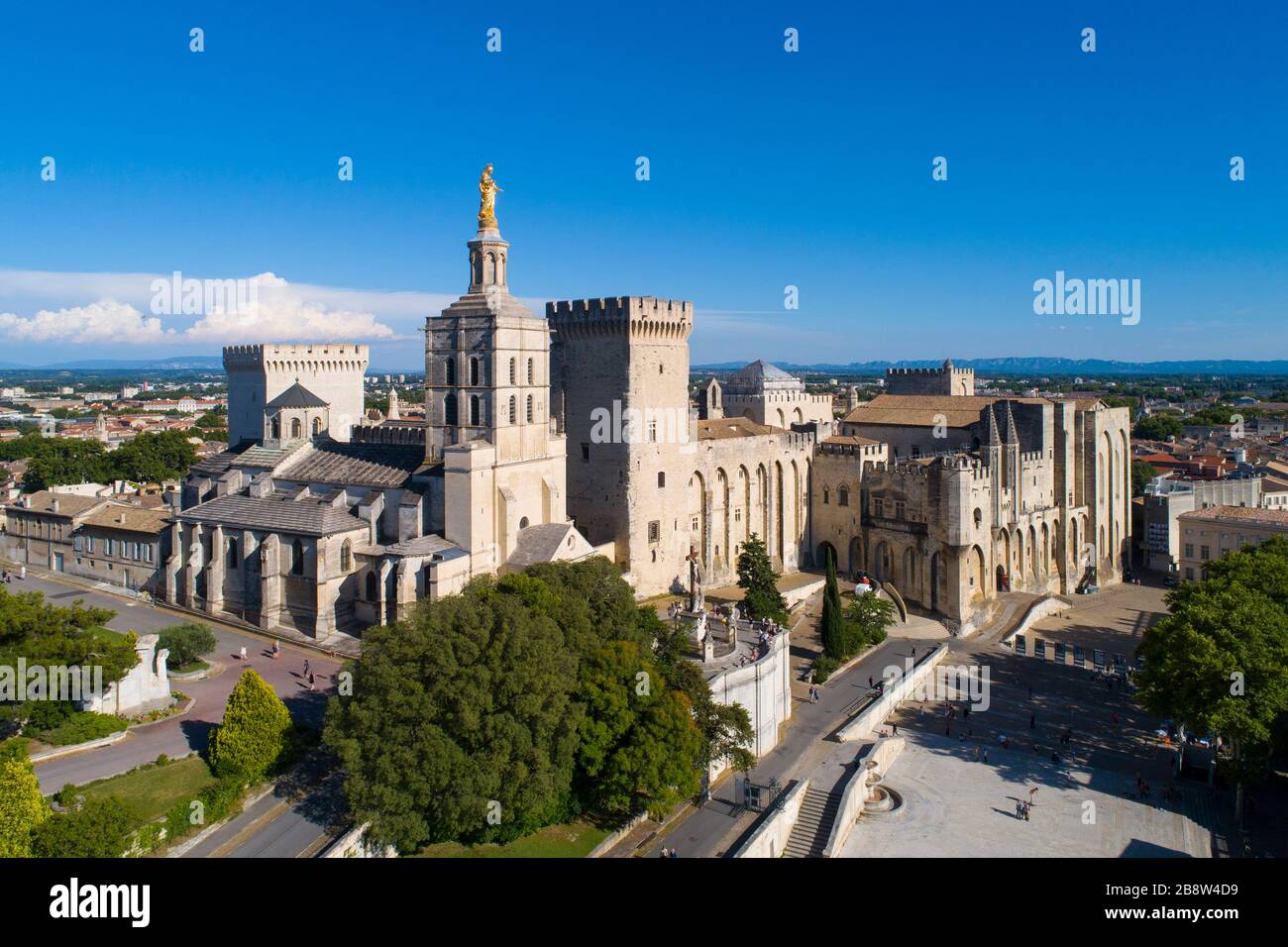 Luftbild des Palastes von Päpsten, Avignon, das von der UNESCO zum Weltkulturerbe ernannt wurde Stockfoto