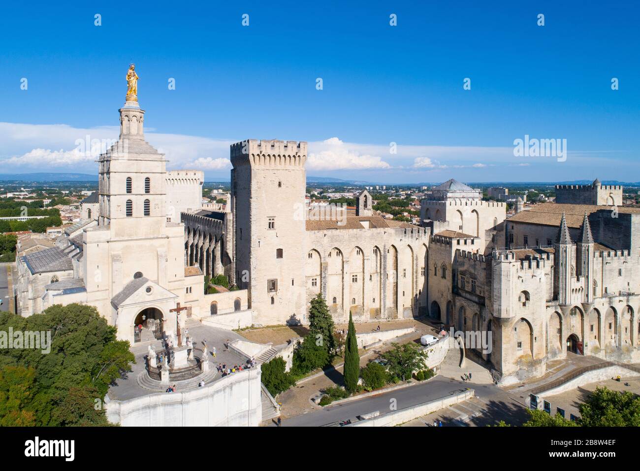 Luftbild des Palastes von Päpsten, Avignon, das von der UNESCO zum Weltkulturerbe ernannt wurde Stockfoto