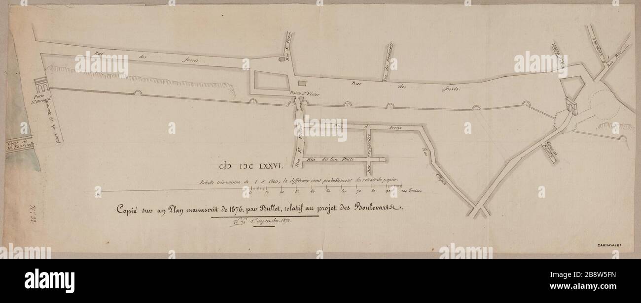 Nr. 33 kopiert auf einer Handschriftenkarte von 1676 durch bullet zum Boulevard-Projekt. Stockfoto