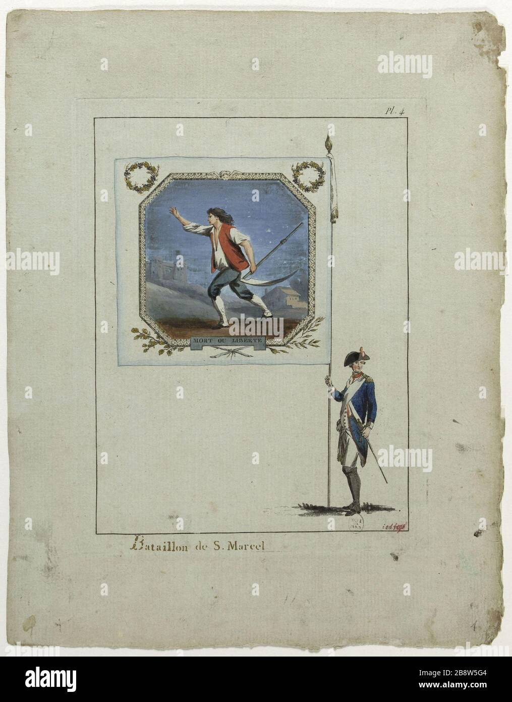 BATAILLON VON SAINT MARCEL (PL. 4) "Bataillon de Saint Marcel (pl. 4)'. Eau-forte coloriée. Paris, musée Carnavalet. Stockfoto
