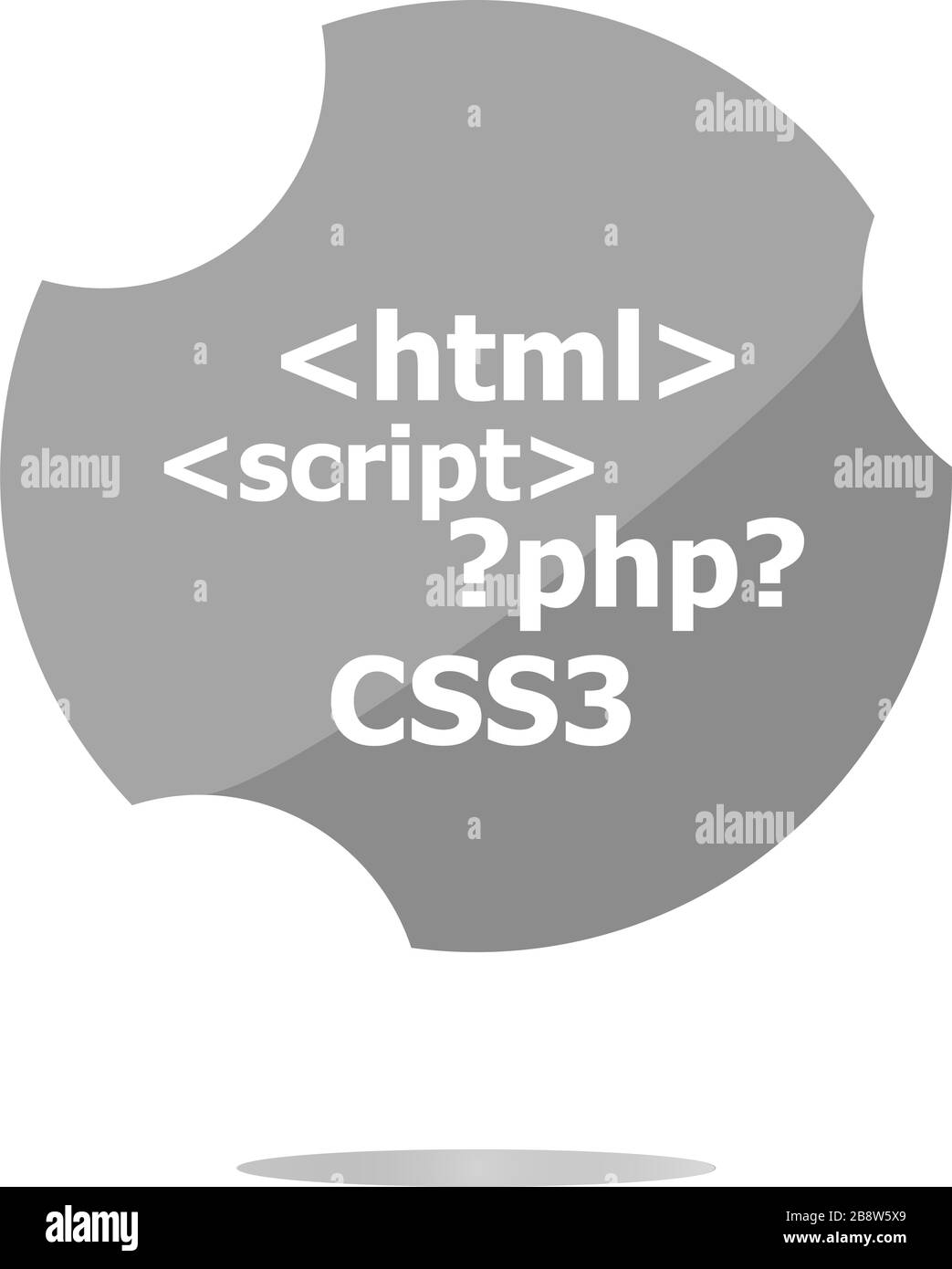 Code-Zeichen-Symbol. Programmierung Sprachsymbol. Kreise-Tasten Stockfoto