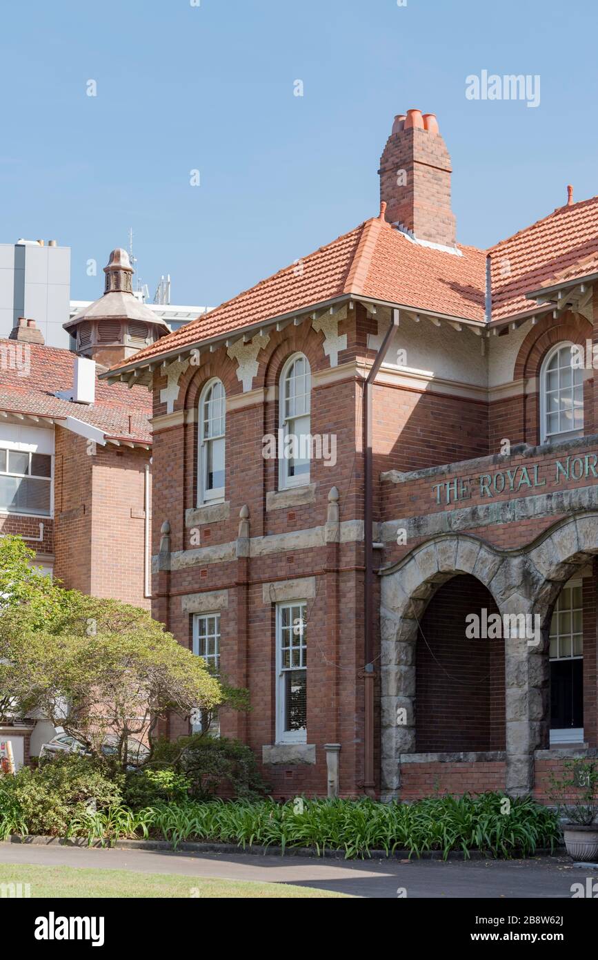 Das Vanderfield Building, Teil des 1902 erbauten Krankenhauses mit 48 Betten am Royal North Shore Hospital in St Leonards, Sydney, New South Wales, Australien Stockfoto