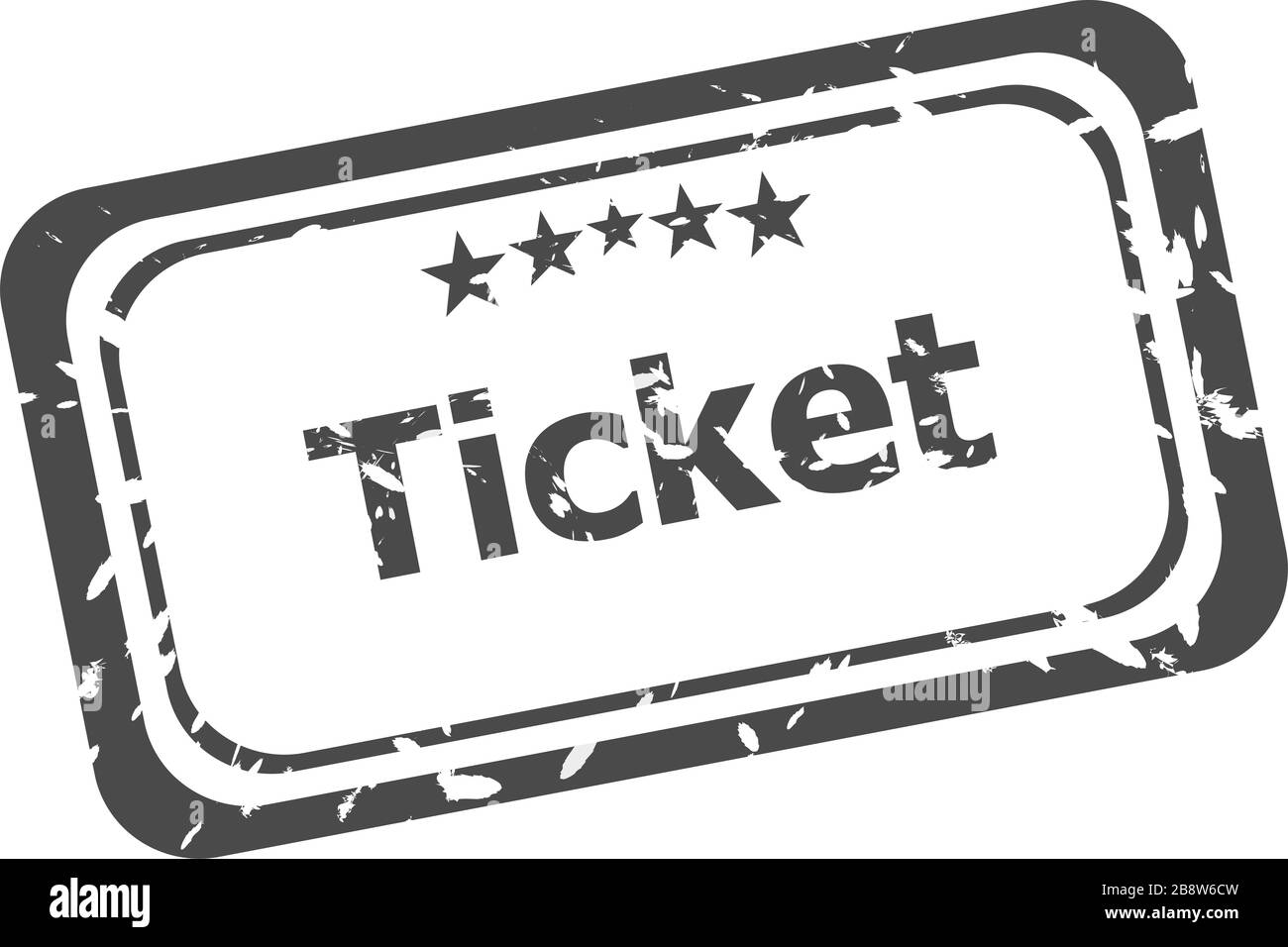 Ticket Stempel isoliert auf weißem Hintergrund Stockfoto