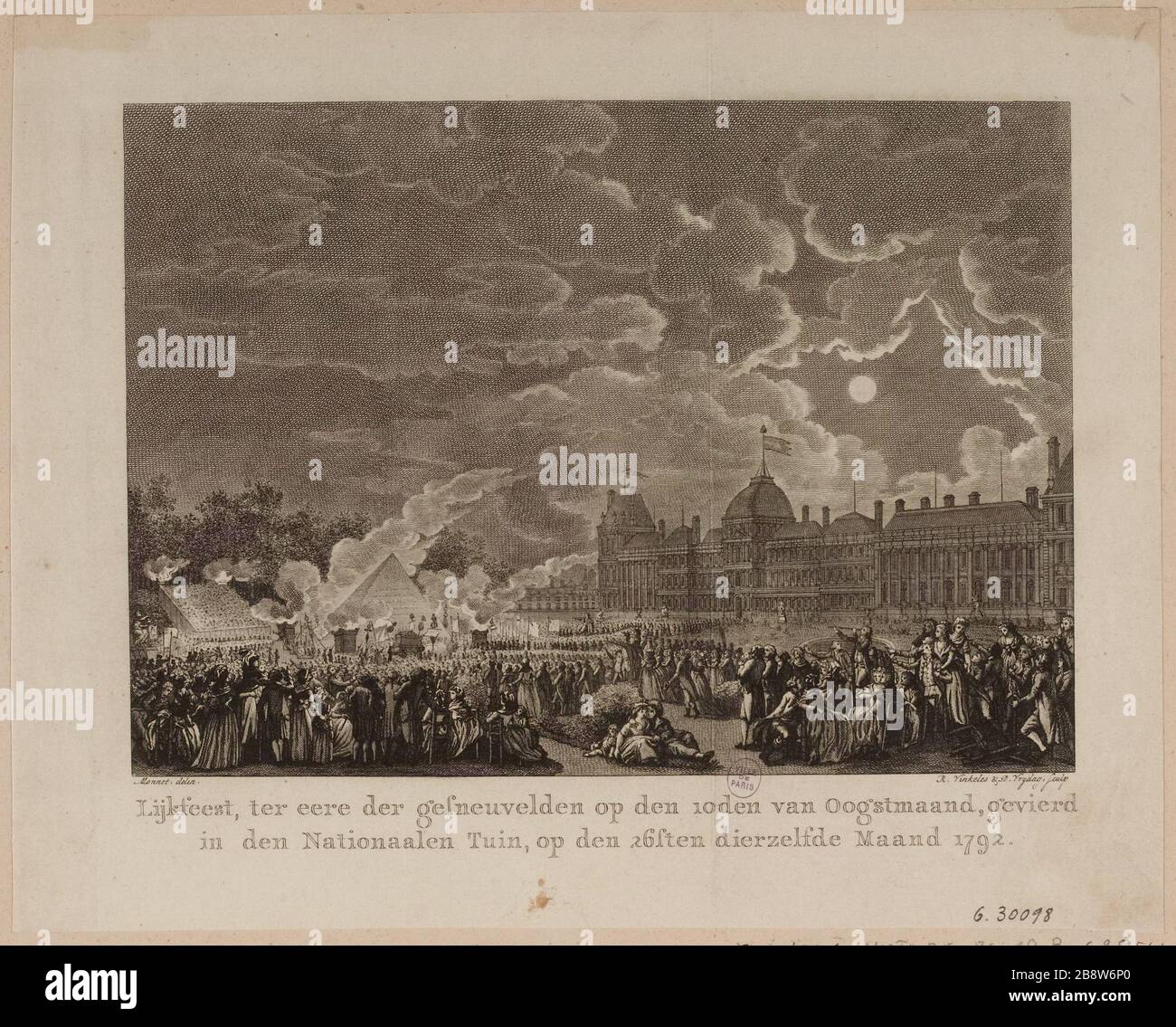 Eest Body, zu Ehren von Gefneuvelden an der Spitze des Erntemonats, gefeiert / Nationaalen im Garten, am selben Monat im Jahr 1792ften Tier [Cérémonie funèbre du 26 août 1792au jardin des Tuileries] Stockfoto