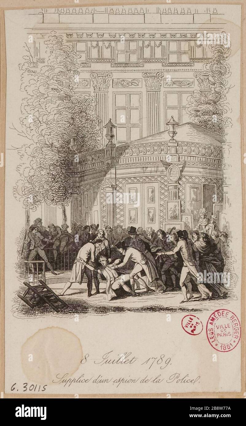 Juli 1789. Folter eines Spions der Polizei. Stockfoto
