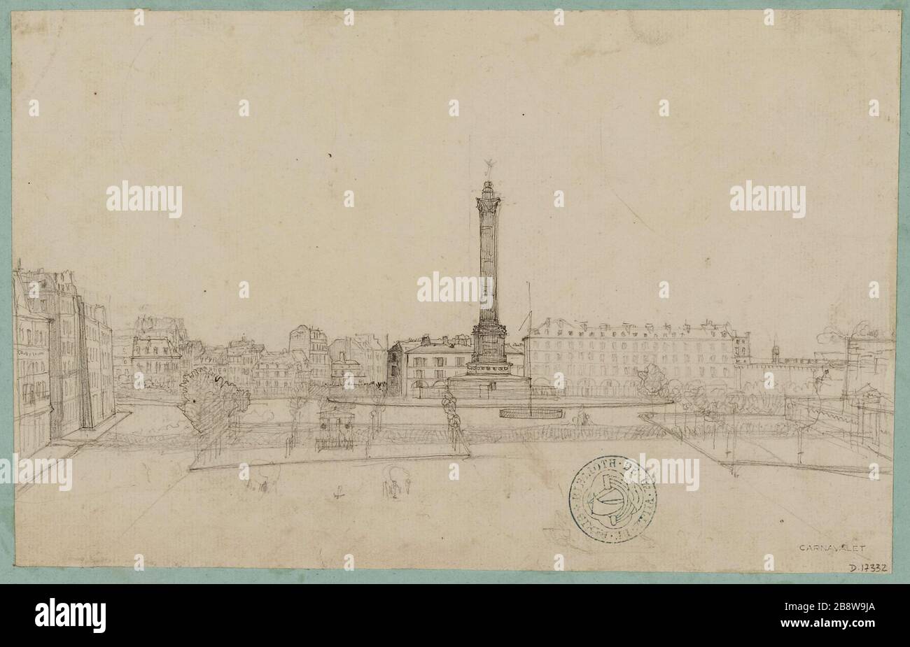 Place de la Bastille und die Spalte vom Juli. Stockfoto