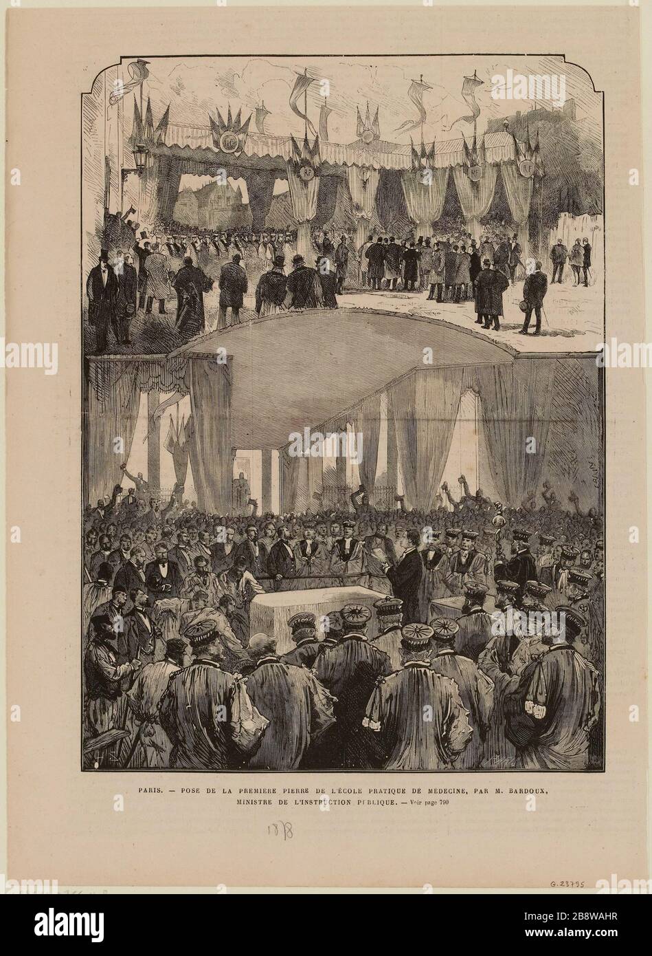 Paris: Grundsteinlegung der medizinischen Fachschule durch M. Bardoux, Minister für öffentliche Unterweisung Stockfoto