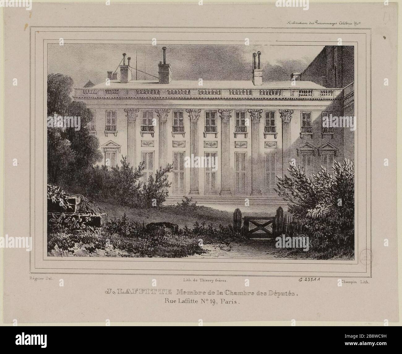 J. Laffitte Mitglied der Abgeordnetenkammer. / Rue Laffitte Nr. 19, Paris. Stockfoto