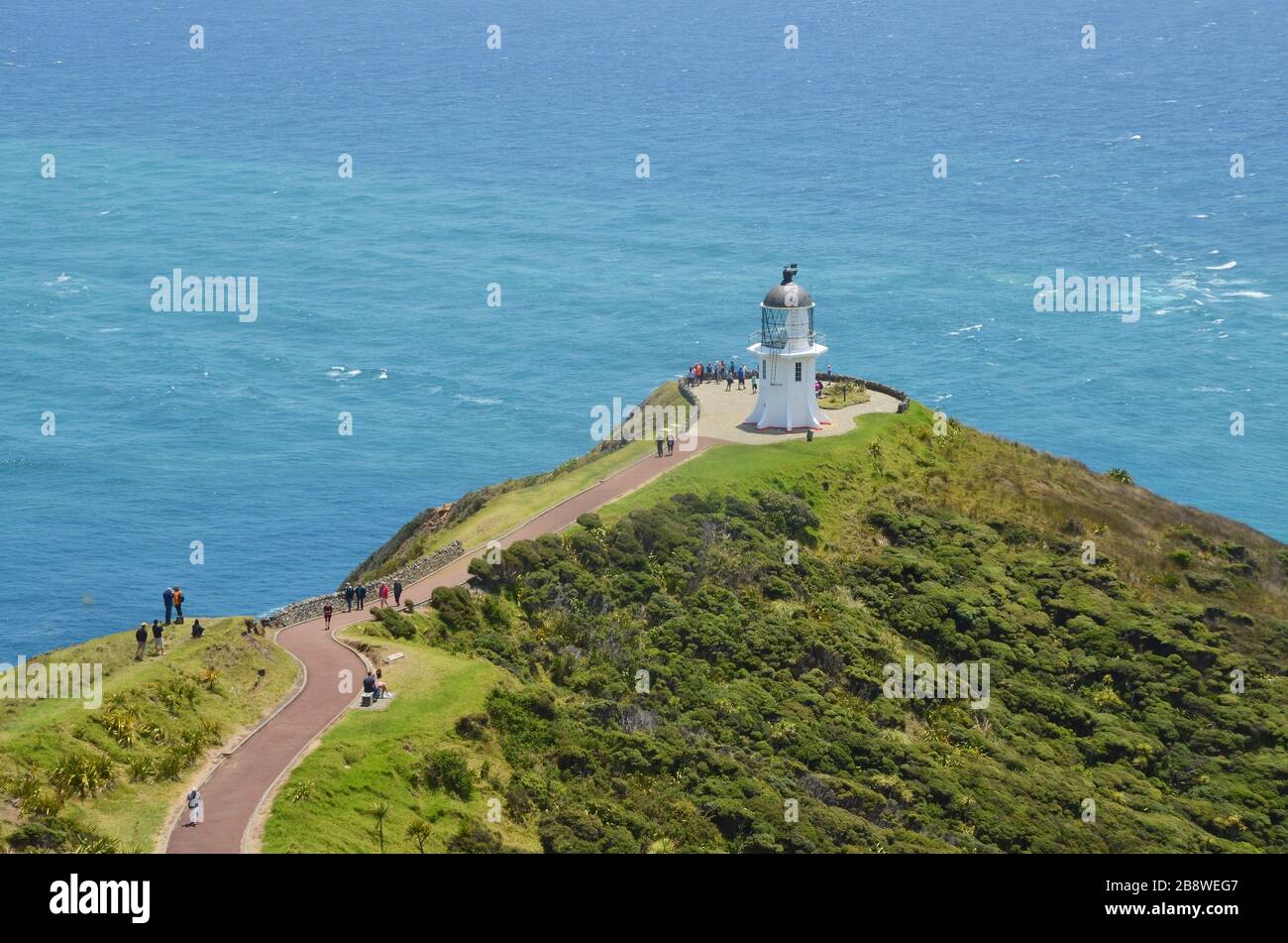 Luftbild auf dem Leuchtturm am Kap Reinga Neuseeland Stockfoto