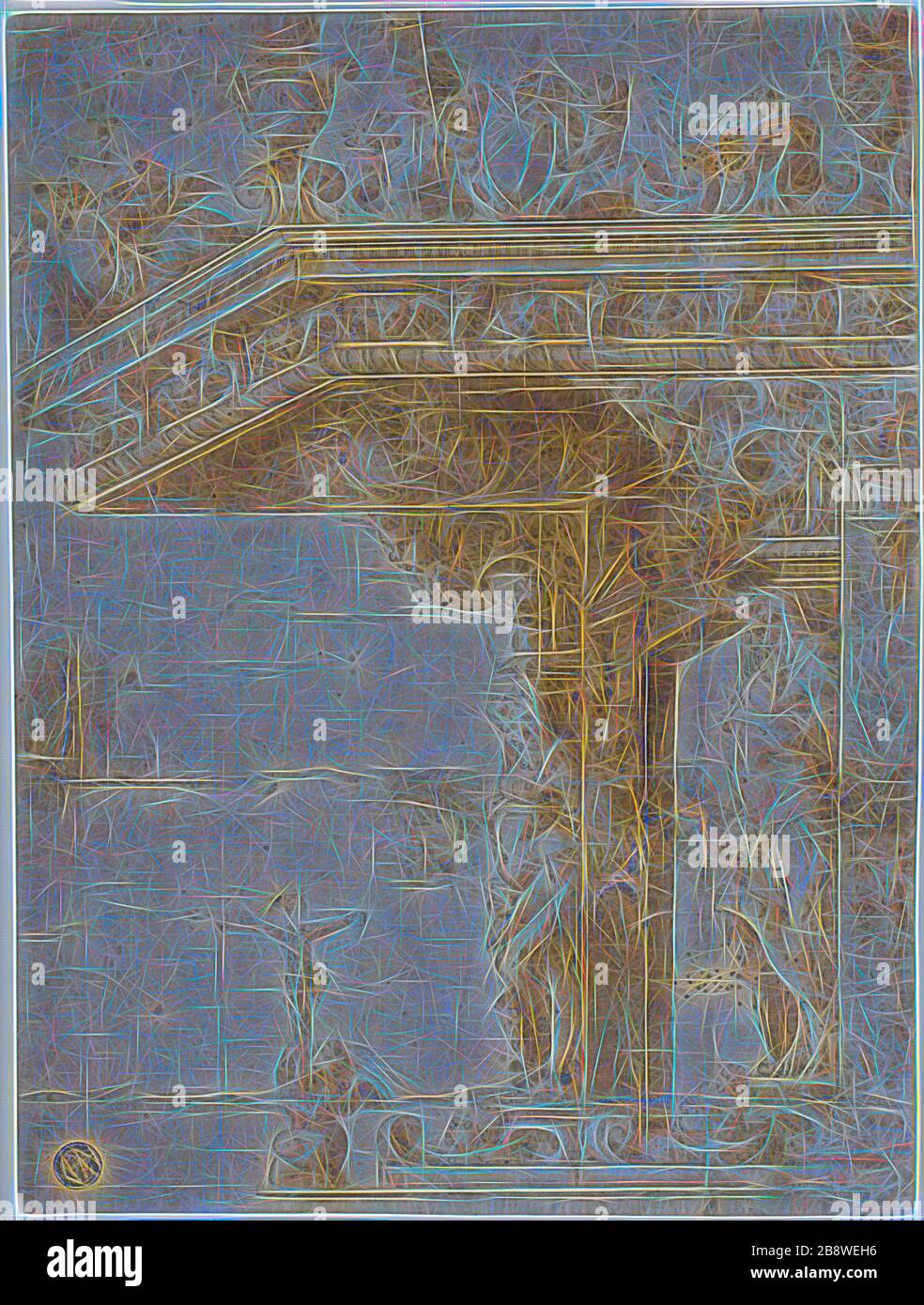 Design für Tomb mit Baldachin, ca. 1550, zugeschrieben Marco Marchetti, genannt Marco da Faenza, Italienisch, ca. 1526-1588, Italien, Stift und braune Tinte mit Bürste und braunem Waschgang, auf hellem Papier, auf hellem Papier, 261 x 196 mm, von Gibon neu vorgestellt, Design von warmem, fröhlichem Leuchten von Helligkeit und Lichtstrahlen. Klassische Kunst mit moderner Note neu erfunden. Fotografie, inspiriert vom Futurismus, die dynamische Energie moderner Technologie, Bewegung, Geschwindigkeit und Kultur revolutionieren. Stockfoto