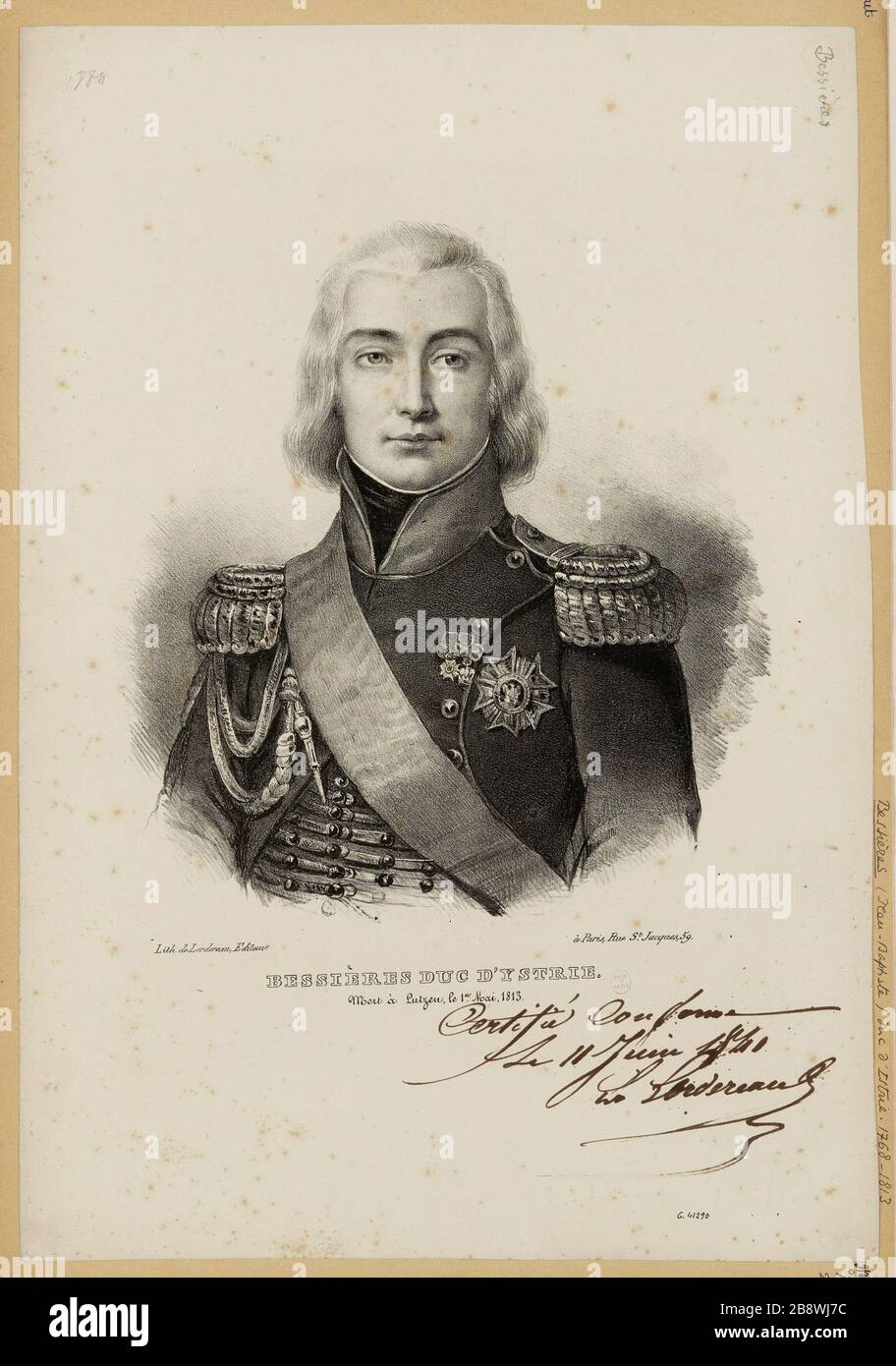 Bessieres Herzog von Ystrie. / Tod Lutzen, le 1er Mai, 1813. Stockfoto