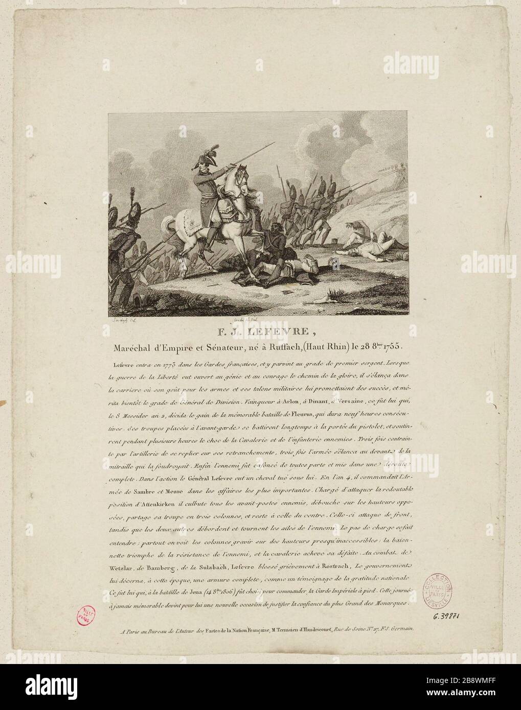 F. J. Lefevre/Marschall des Kaiserreichs und Senator, geboren in Ruffach, (Haut Rhin) 28. August (BRE) im Jahre 505. Stockfoto