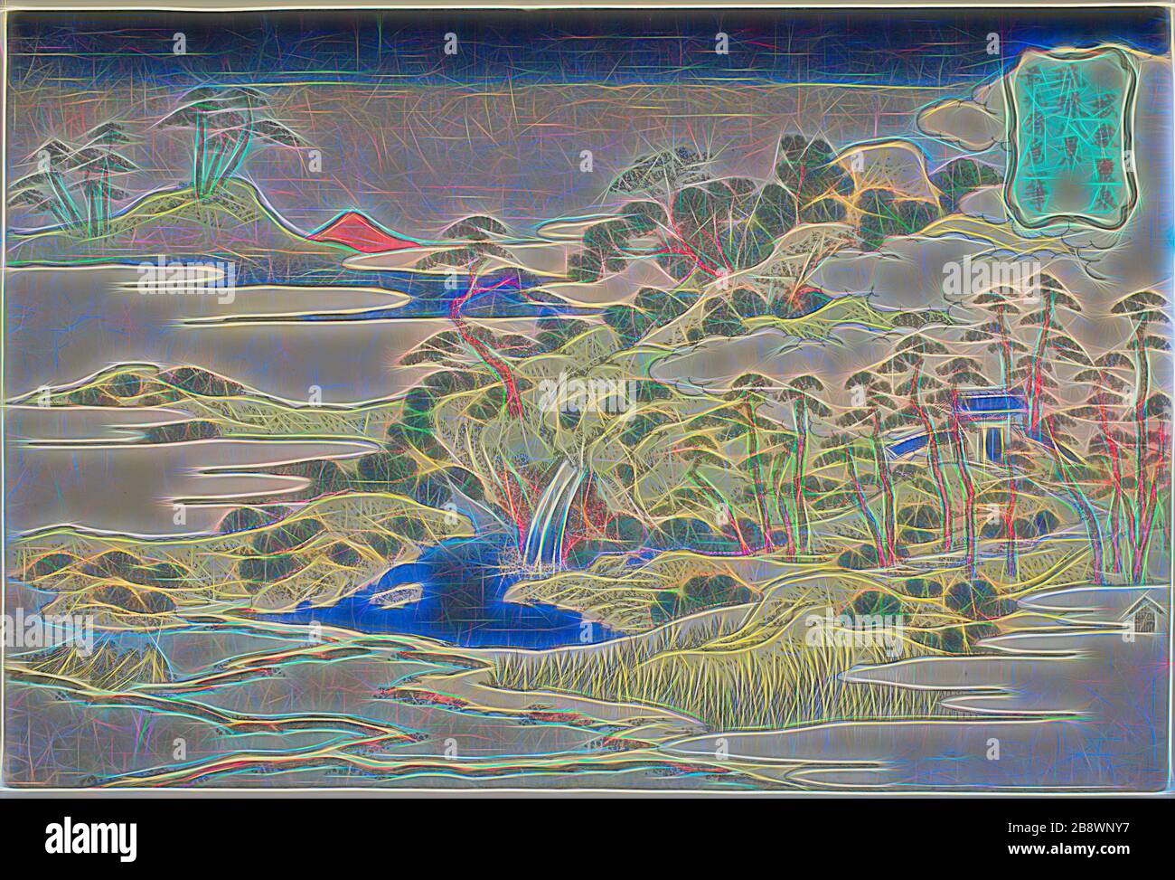 Der heilige Frühling auf dem Berg der Festung (Jogaku reisen), aus der Serie acht Ansichten der Ryukyu-Inseln (Ryukyu hakkei), c Im Jahre 1810, Katsushika Hokusai ?? ??, Japanisch, 1760-1849, Japan, Farbholzholzmuster, oban, 25,1 x 37,5 cm (9 7/8 x 14 3/4 Zoll), von Gibon neu vorgestellt, Design von warmfröhlichem Leuchten von Helligkeit und Lichtstrahlen. Klassische Kunst mit moderner Note neu erfunden. Fotografie, inspiriert vom Futurismus, die dynamische Energie moderner Technologie, Bewegung, Geschwindigkeit und Kultur revolutionieren. Stockfoto