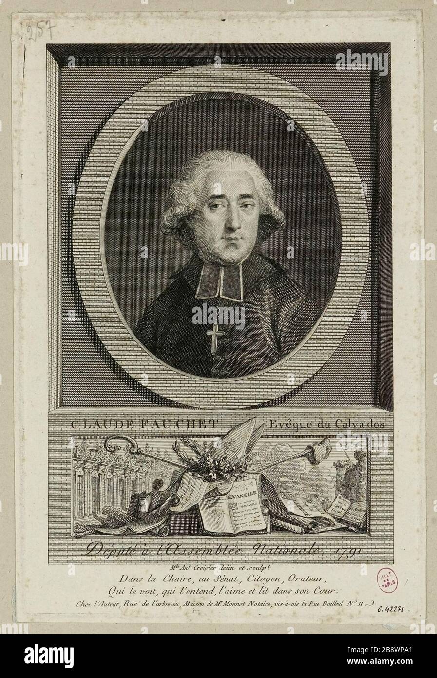 Claude Fauchet Bischof von Calvados / Abgeordneter der Nationalversammlung im Jahr 1791 / im Vorsitz, Senat, Bürger, Sprecher / Wer sieht, kl'entend, liebt und liest sein Herz Stockfoto