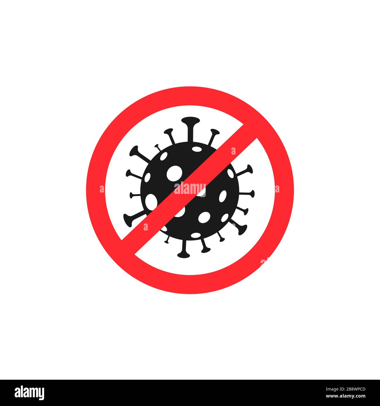 Coronavirus-Symbol mit rotem Verbotssymbol Stock Vektor