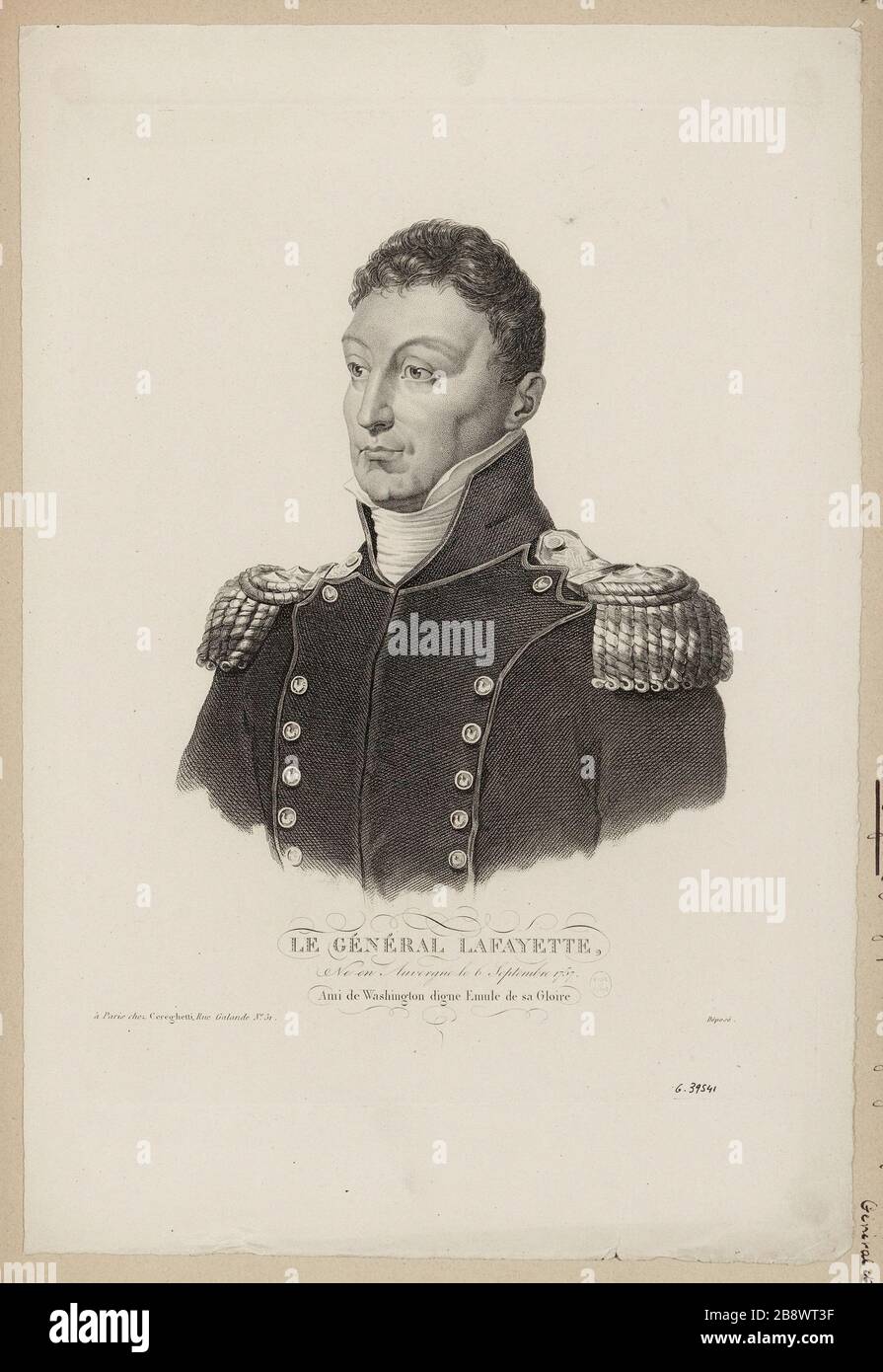 General Lafayette/Auvergne geboren am 6. September 1757 / Freund Washingtons würdiger Rivale seiner Herrlichkeit. Stockfoto