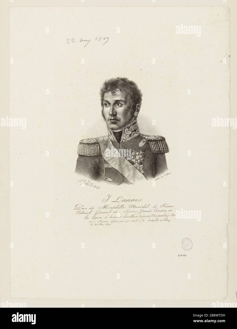 Lannes J/Duc de Montebello Marschall von Frankreich/Schweiz des Oberst General Grand Cordon von / der Rechtlegion Ritter ehren Württemberg usw. Stockfoto