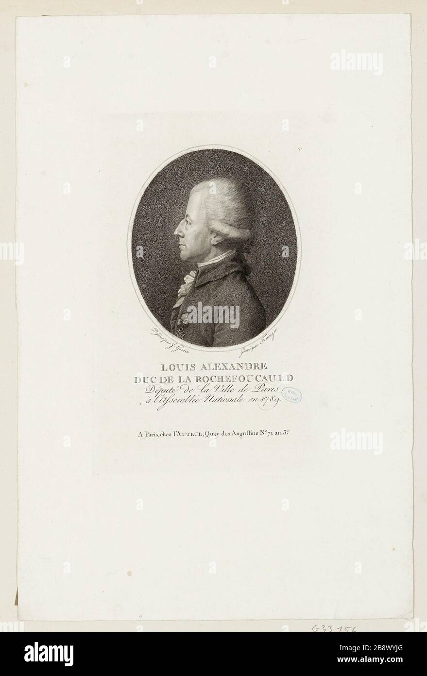Louis Alexandre/Herzog von La Rochefoucauld/Abgeordneter der Stadt Paris/Nationalversammlung 1789 Stockfoto