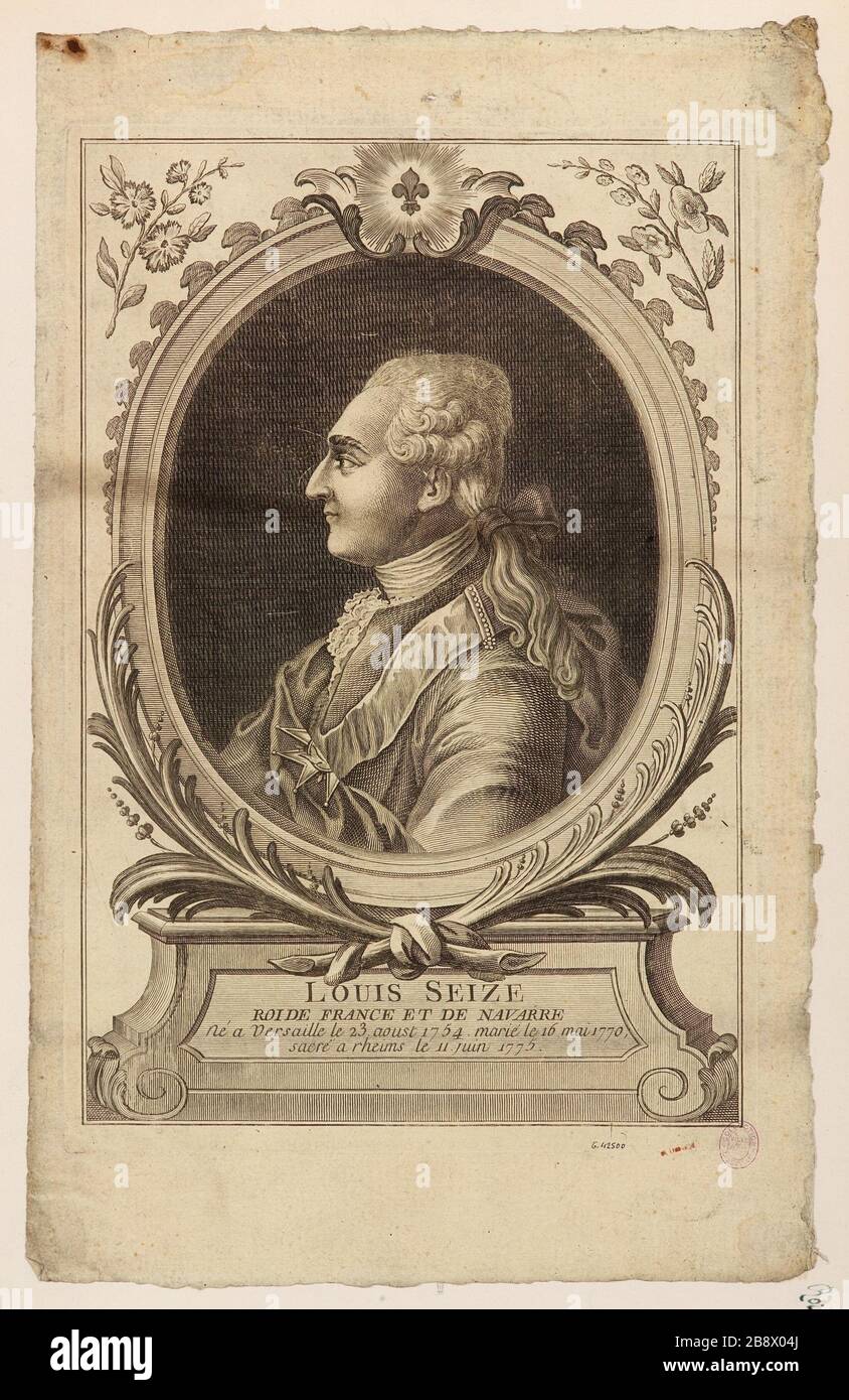 Louis Seize / König von Frankreich und Navarra / geboren in Versailles am 23. Aoust 1754 verheiratet 16. Mai 1770, / Heiliger Rheims bis 11. Juni 1775 Stockfoto