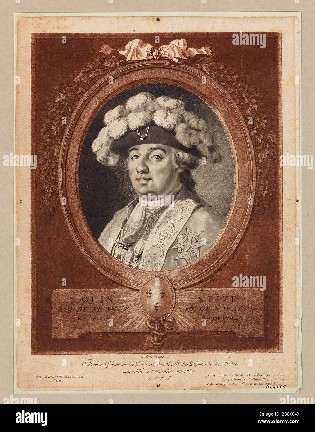 Louis Seize / König von Frankreich und Navarra / geboren in Versailles am 23. Aoust 1754 // Allgemeine Sammlung von Porträts von M. M. Abgeordnetenhaus der drei Orden (de Vinck [476]) Stockfoto