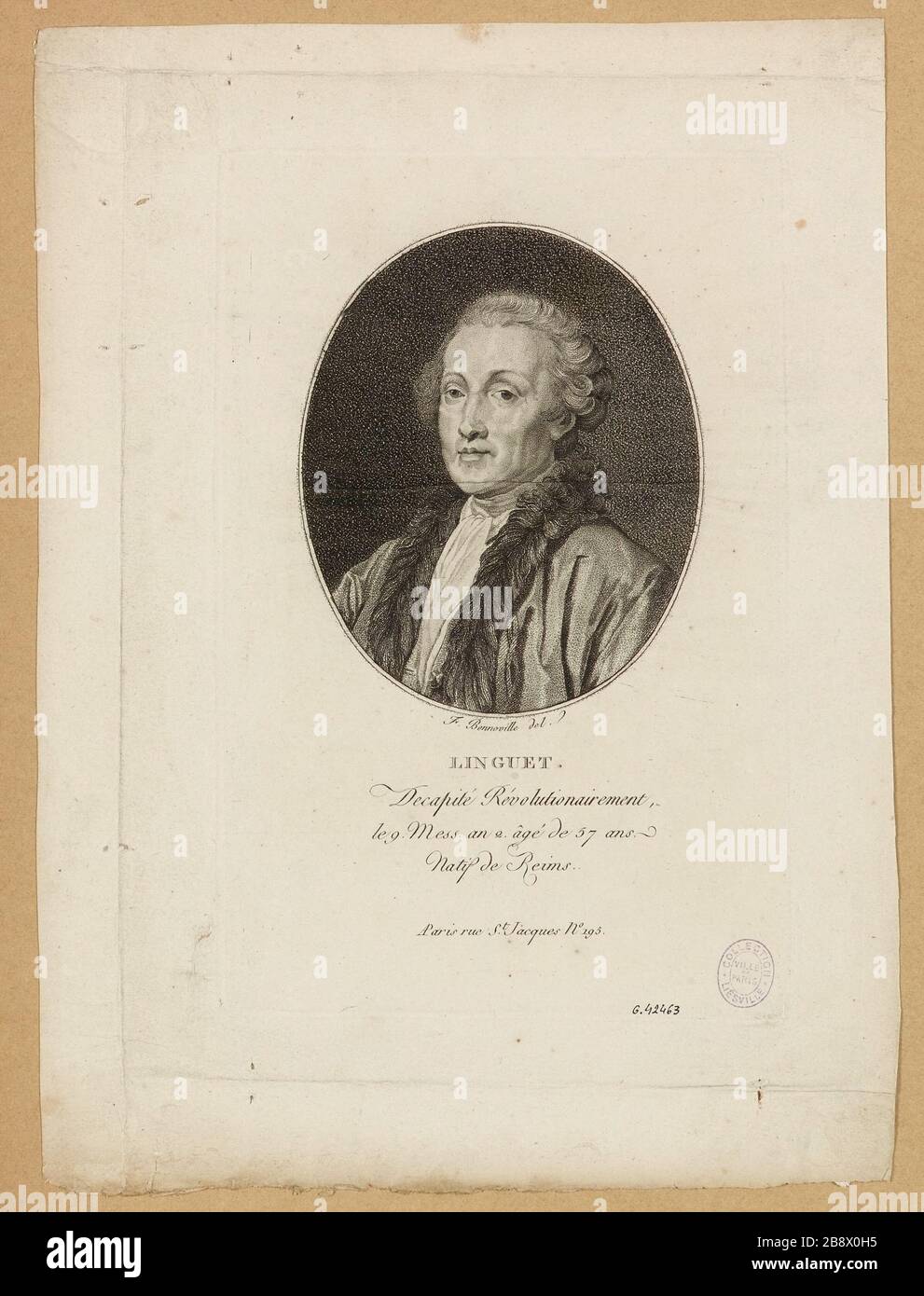 Linguet / enthauptet revolutionär, 9 Durcheinander. 2. Jahr im Alter von 57 Jahren. / Najpg Reims. Stockfoto