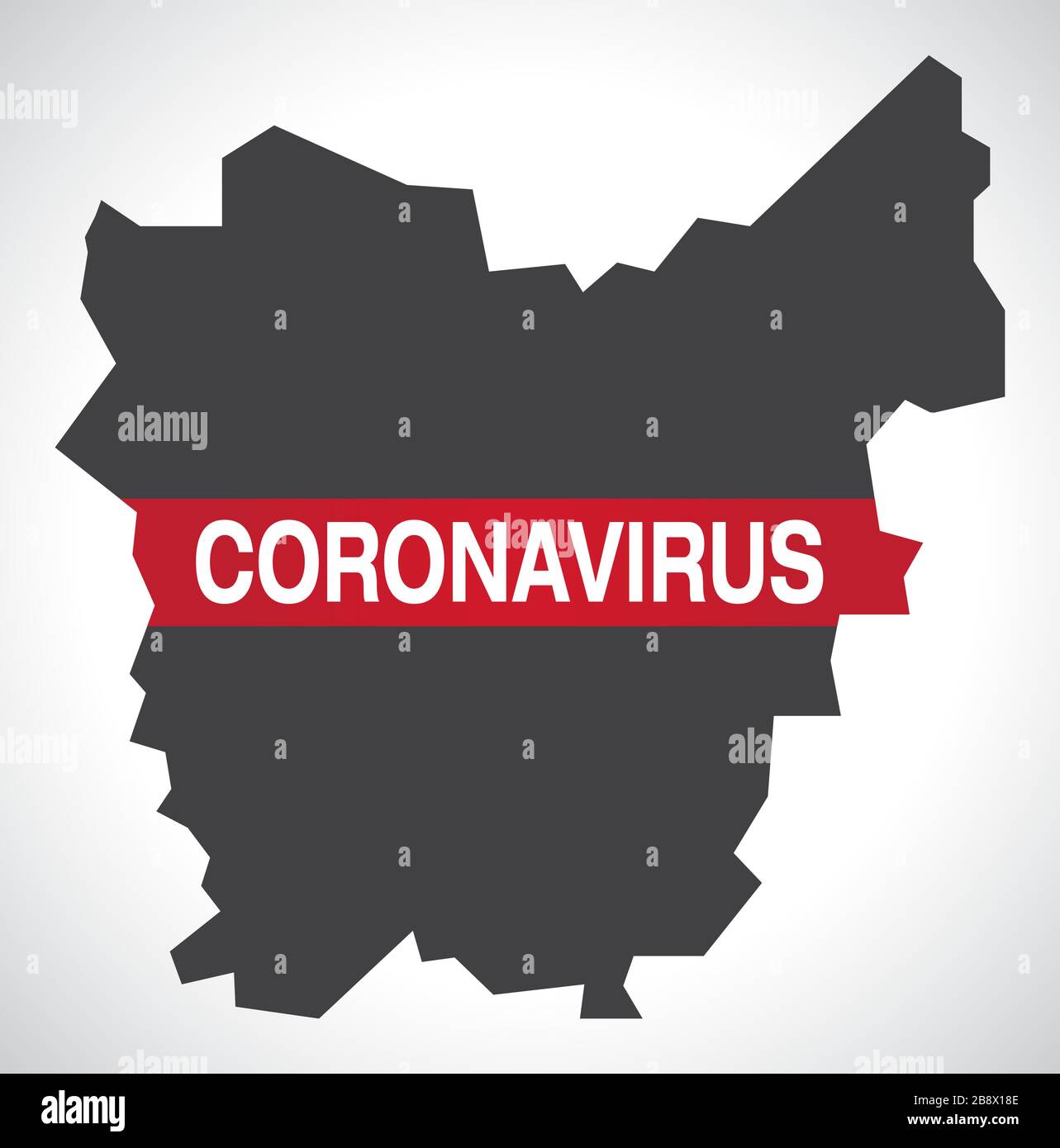 OSTFLANDERN-BELGIEN-Karte mit Coronavirus Warnillustration Stock Vektor