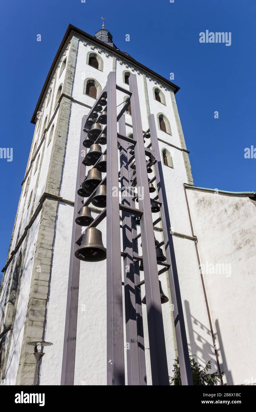 Glockenspiel und Turm der Jakobi Kirche in Lippstadt, Deutschland Stockfotografie Alamy