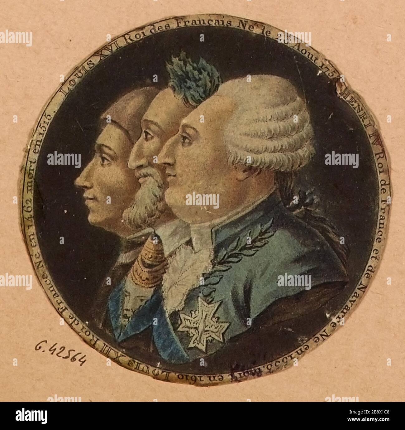 Ludwig XVI. König der Franzosen geboren am 23. August 1753 / Henri IV König von Frankreich und Navarra wurde 1555 gestorben 1610 / Ludwig XII. König von Frankreich wurde 1462 geboren, starb 1515 Stockfoto