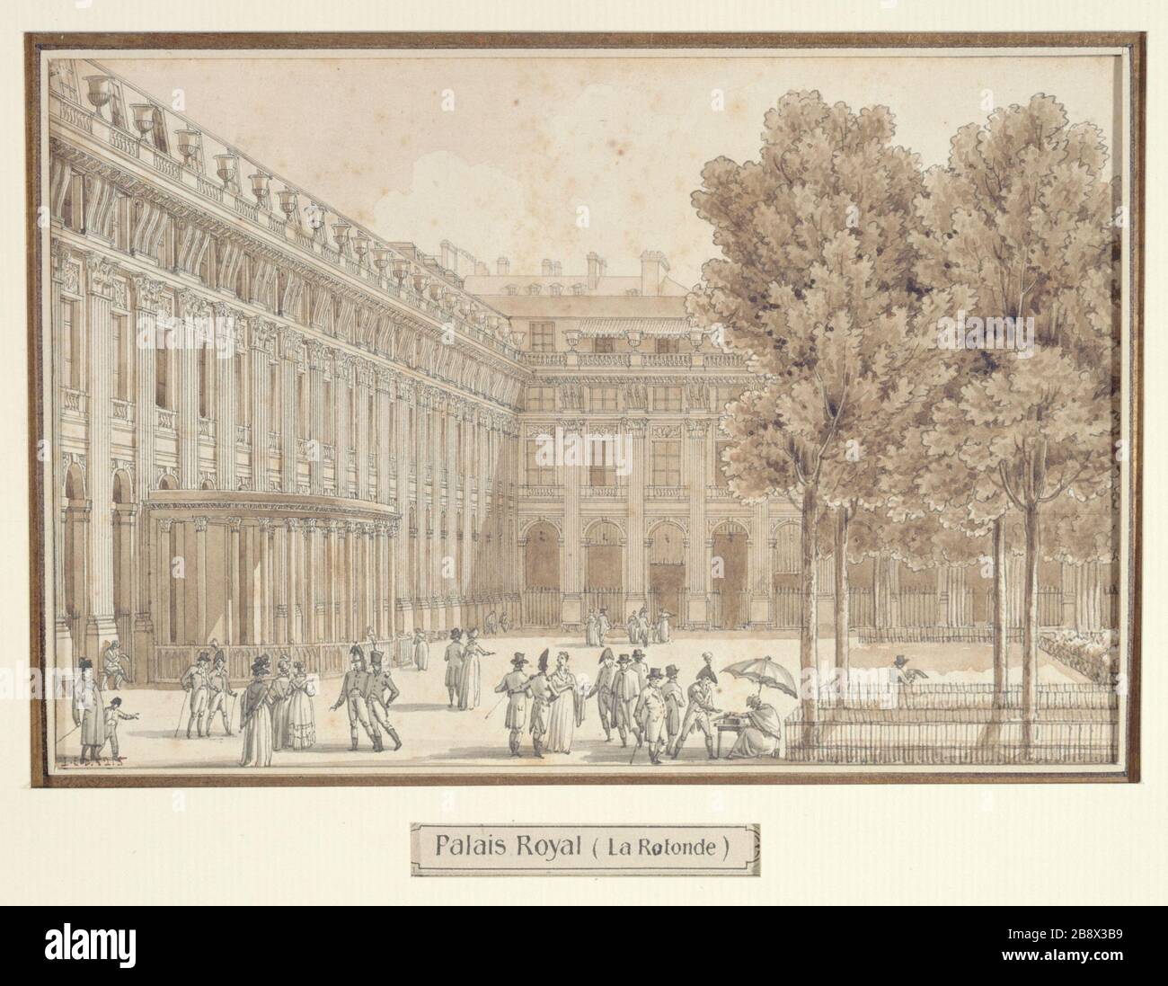 CHARLES MULLER - PARIS - KÖNIGLICHER PALAST, DIE ROTONDE CHARLES MULLER. "Palais Royal (La Rotonde)". Dessin. Paris, musée Carnavalet. Stockfoto