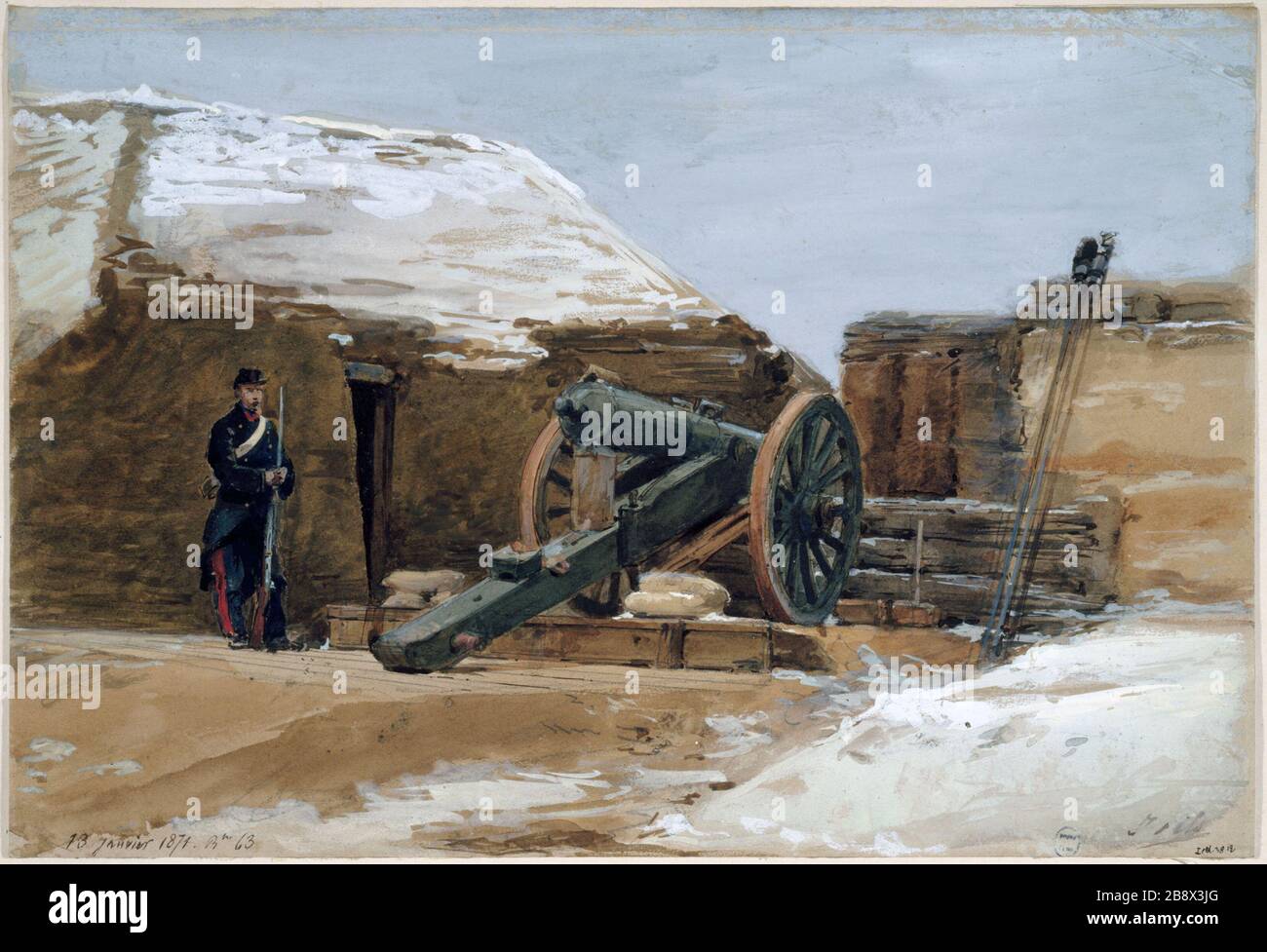DIE BASTION IM 63. Januar 1871 Isidore Pils (13-1875). "Le Bastion 63 en janvier 1871". Paris, musée Carnavalet. Stockfoto