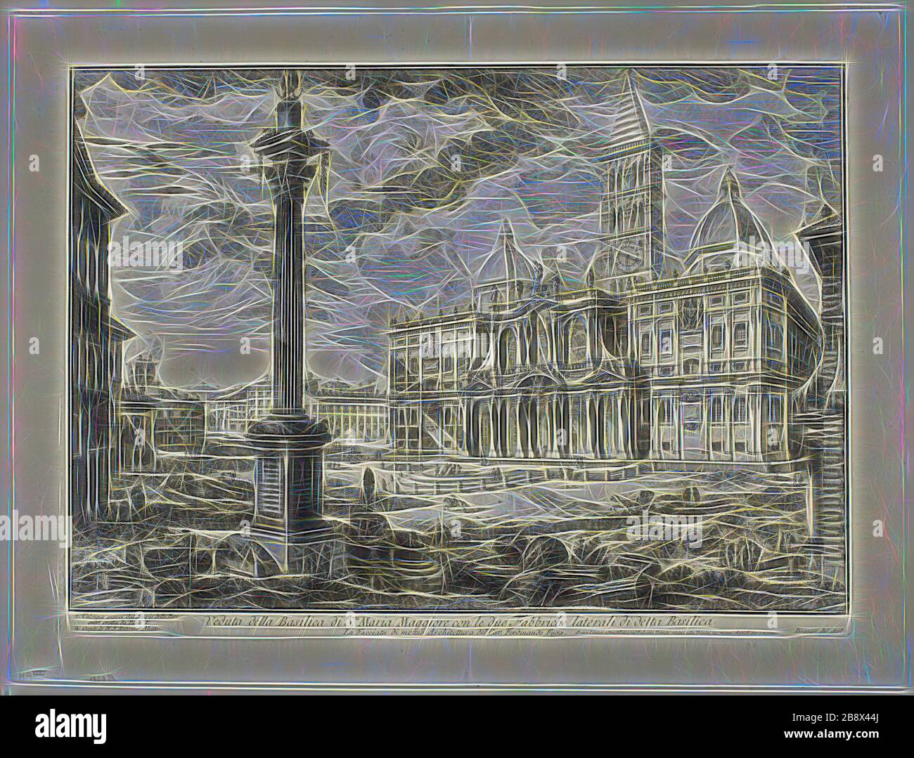 Blick auf die Basilika S. Maria Maggiore mit ihren zwei Flankierflügeln, aus den Ansichten von Rom, 1749, Giovanni Battista Piranesi, Italienisch, 1720-798, Italien, Radierung auf schwerem Elfenbein verlegtem Papier, 383 x 542 mm (Bild), 401 x 548 mm (Platte), 474 x 620 mm (Blatt), neu von Gibon vorgestellt, Design mit warmem, fröhlichem Glanz von Helligkeit und Lichtstrahlen. Klassische Kunst mit moderner Note neu erfunden. Fotografie, inspiriert vom Futurismus, die dynamische Energie moderner Technologie, Bewegung, Geschwindigkeit und Kultur revolutionieren. Stockfoto