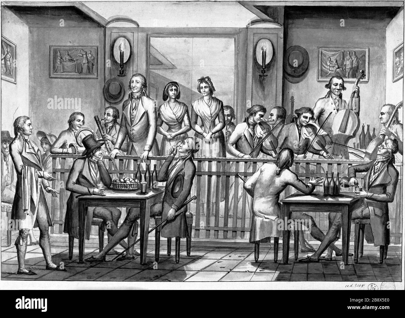 ESTARDE KAFFEE BLIND Estrade du Café des Aveugles, Vers 1800. Paris, musée Carnavalet. Stockfoto