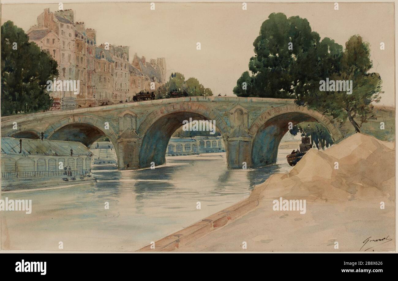 Blick auf die Pont Marie. Stockfoto
