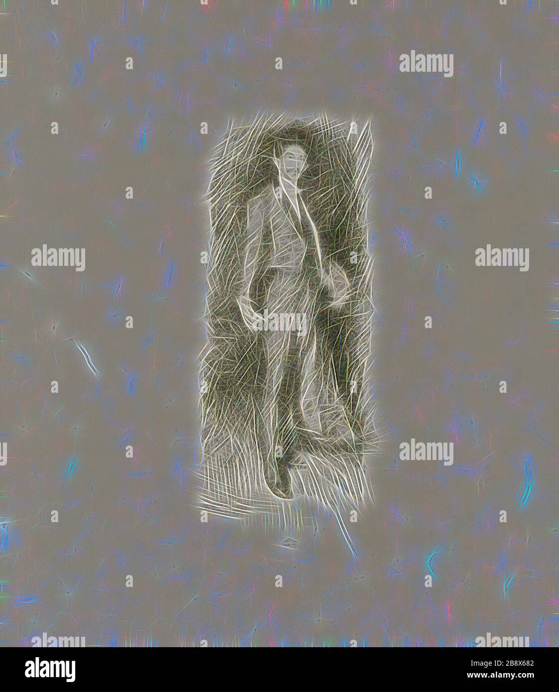 Count Robert de Montesquiou, Nr. 2, 1894, James McNeill Whistler, amerikanisch, 1834-1903, Vereinigte Staaten, Transfer lithograph in schwarz mit Scraping, auf gräulichem China-Papier aus Elfenbein, 227 x 96 mm (Bild), 360 x 332 mm (Blatt), von Gibon neu vorgestellt, Design von warmem fröhlichem Leuchten von Helligkeit und Lichtstrahlen. Klassische Kunst mit moderner Note neu erfunden. Fotografie, inspiriert vom Futurismus, die dynamische Energie moderner Technologie, Bewegung, Geschwindigkeit und Kultur revolutionieren. Stockfoto