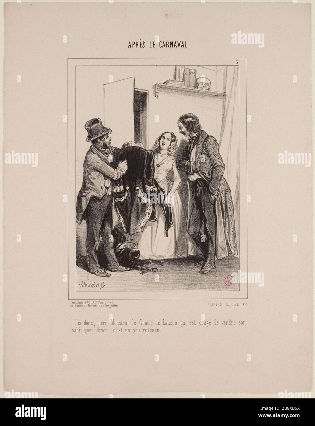 3. / sagt mir, Liebling, Graf von Lauzun, der verpflichtet ist, sein Kleid zum Abendessen zu verkaufen, es ist ein wenig regentschaft. Stockfoto