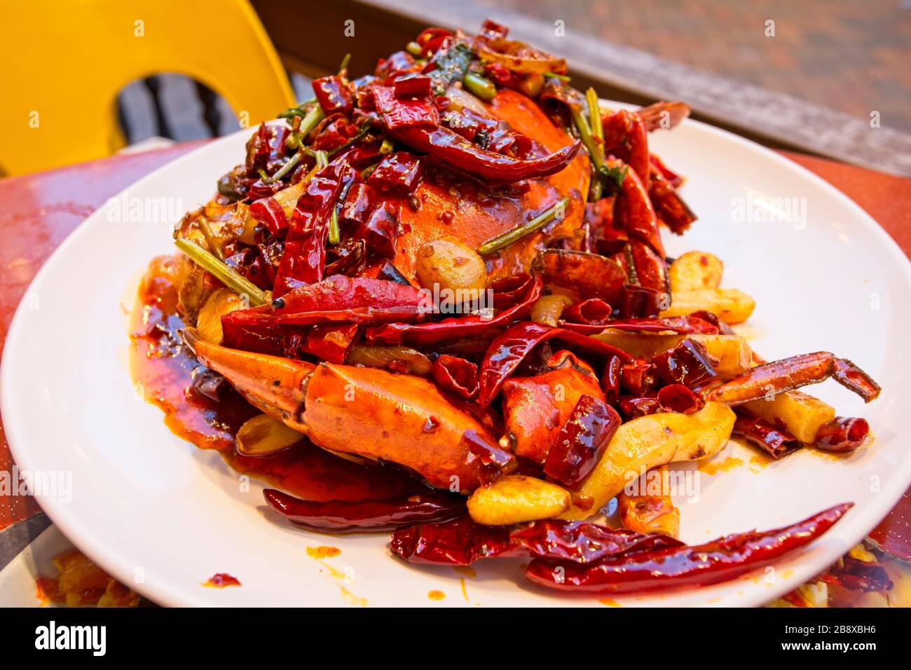 Szechuan Spicy Crab, Chinatown, Singapur Stockfoto