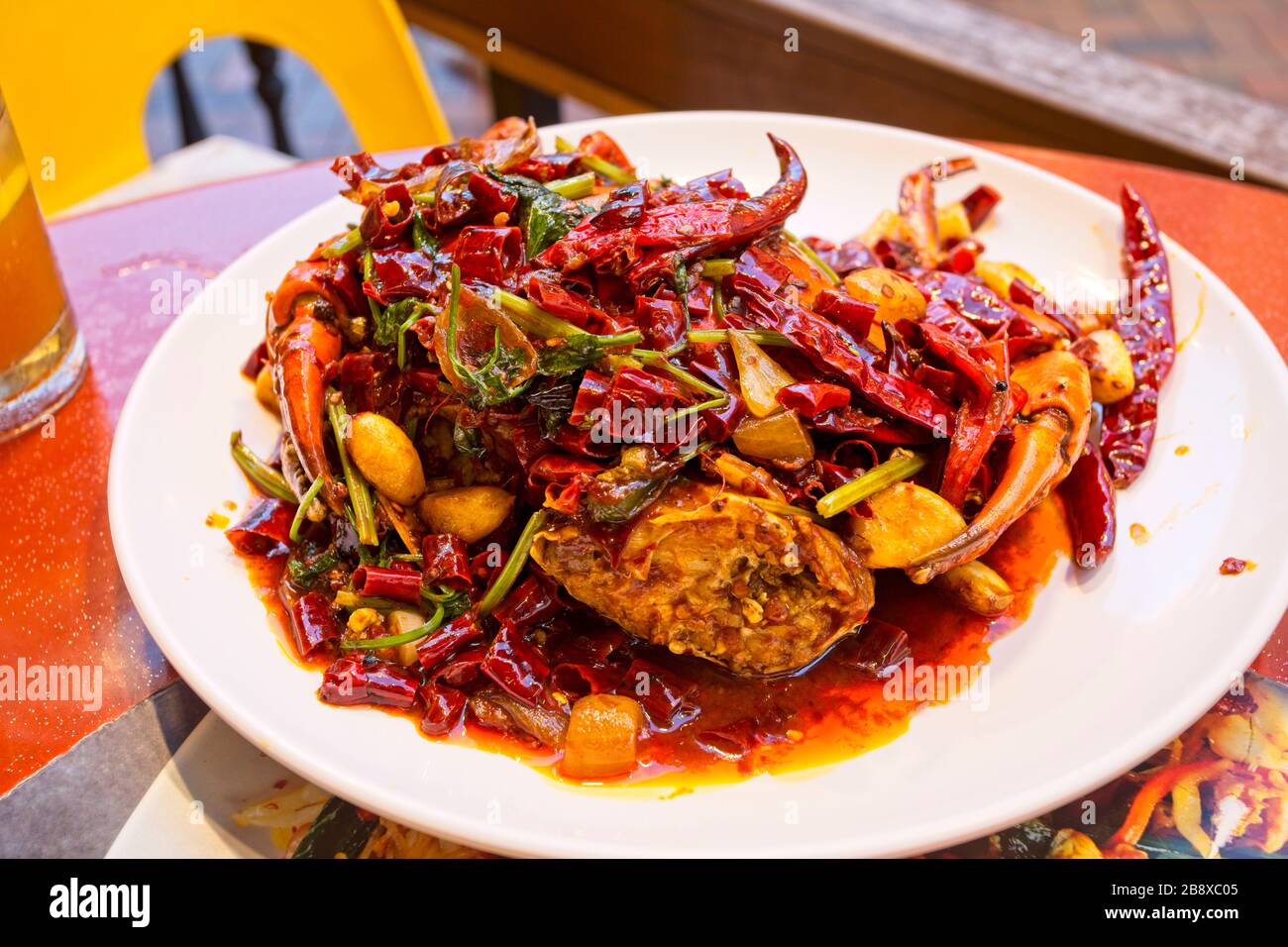 Szechuan Spicy Crab, Chinatown, Singapur Stockfoto