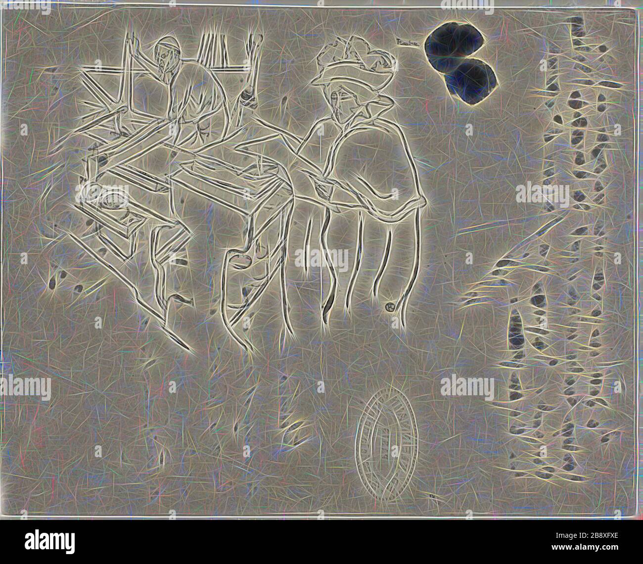 Cover von L'Estampe Originale, mit Notizen, 1893, Henri de Toulouse-Lautrec, Französisch, 1864-1901, Frankreich, lithograph in Schwarz auf gräulich-elfenbeinfarbenem Taubenpapier aus China, 82 × 91 mm (Bild), 132 × 164 mm (Blatt), von Gibon neu vorgestellt, Design von warmem, fröhlichem Leuchten von Helligkeit und Lichtstrahlen. Klassische Kunst mit moderner Note neu erfunden. Fotografie, inspiriert vom Futurismus, die dynamische Energie moderner Technologie, Bewegung, Geschwindigkeit und Kultur revolutionieren. Stockfoto