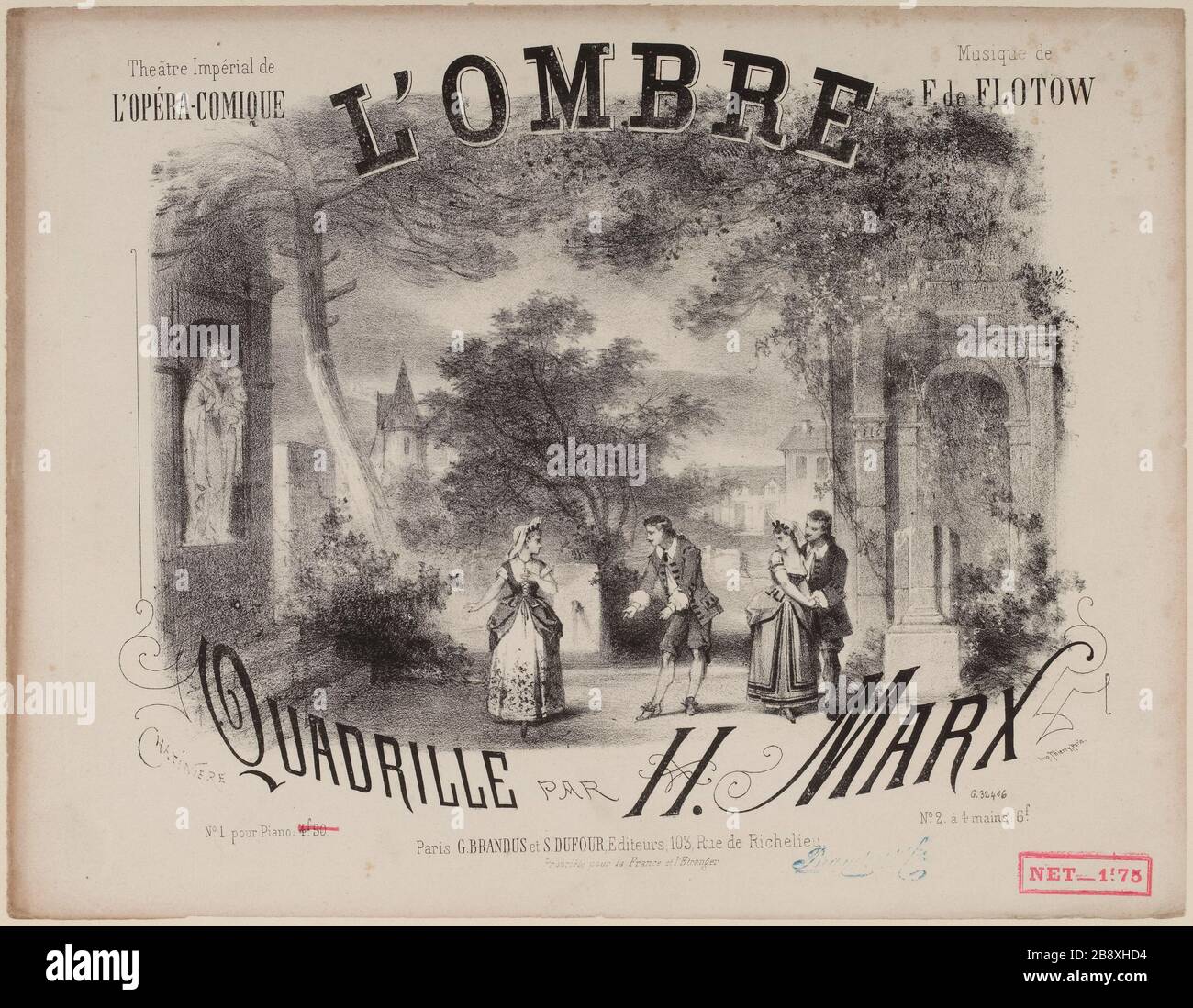 Titelseite der Schattenpartition von Quadrille H. Marx nach F. Flotow Stockfoto