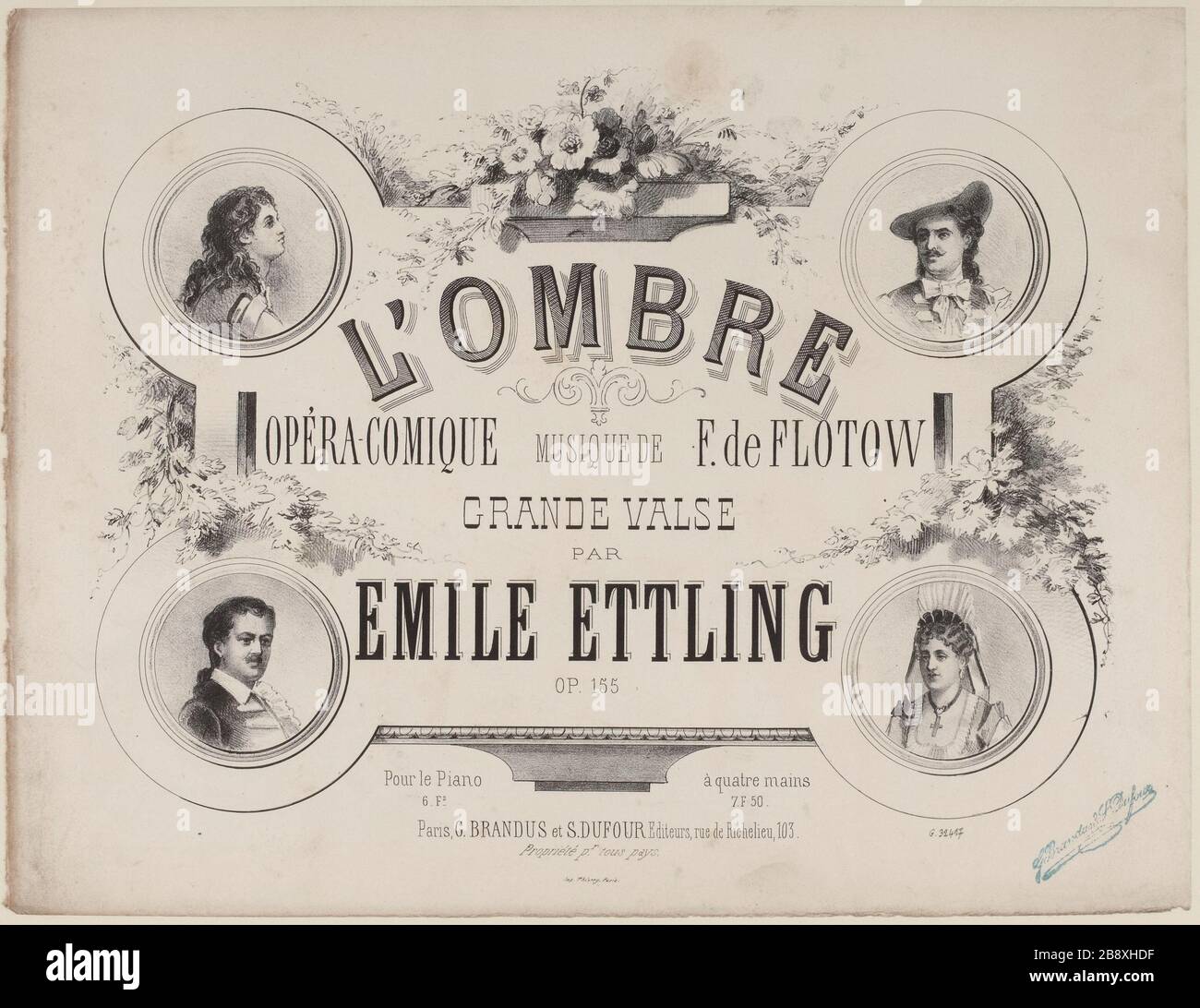 Titelseite der Shadow Waltz Score von Emile Ettling nach F. Flotow Stockfoto