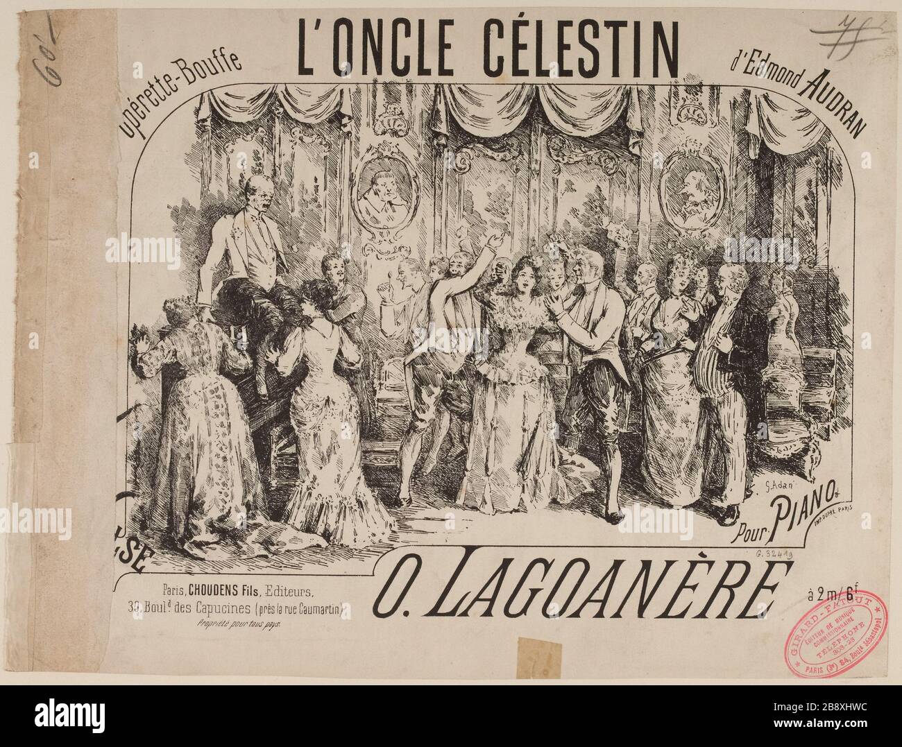 Onkel Celestin, Walzer punktete Titelseite von O. Lagoanière von Edmond Audran Stockfoto