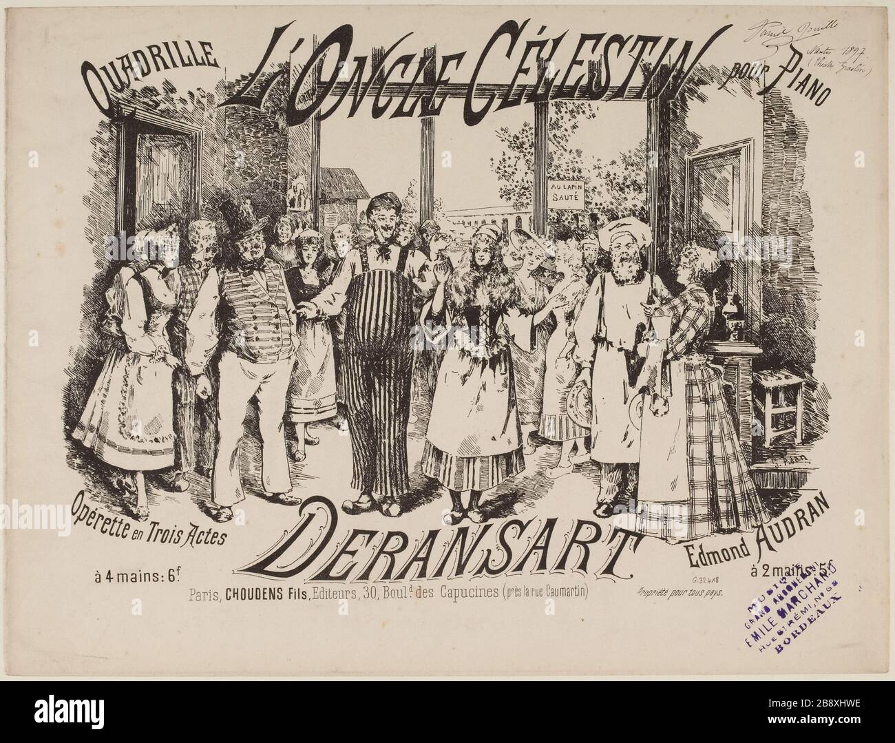 Onkel Celestin, Titelseite Quadrille von Deransart von Edmond Audran Stockfoto
